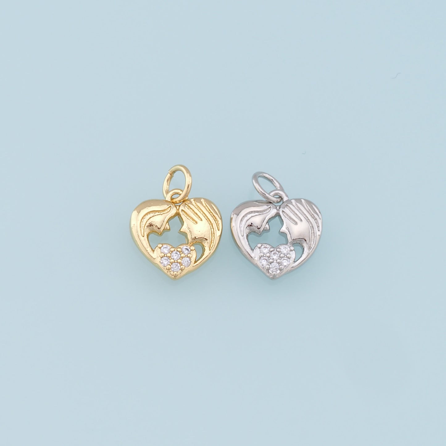 Gold Heart Charms,18K Gold Filled Heart Pendant,CZ Micro Pave Heart Charm Bracelet Necklace for DIY Jewelry Making Supply