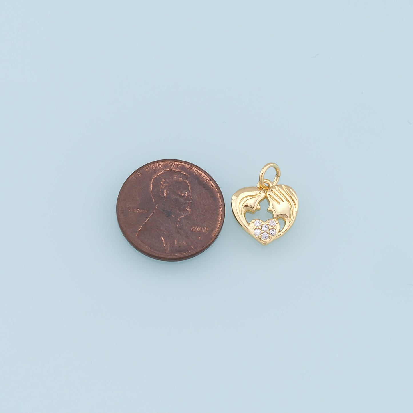 Gold Heart Charms,18K Gold Filled Heart Pendant,CZ Micro Pave Heart Charm Bracelet Necklace for DIY Jewelry Making Supply