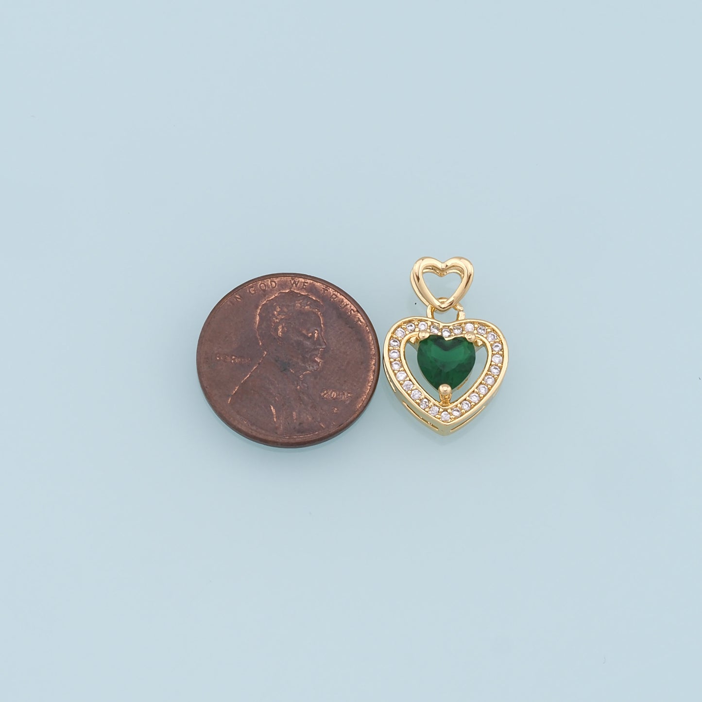 Gold Heart Charms,18K Gold Filled Heart Pendant,CZ Micro Pave Heart Charm Bracelet Necklace for DIY Jewelry Making Supply