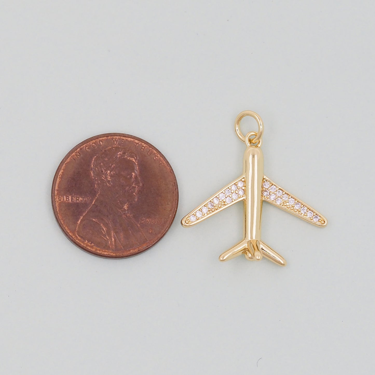 Gold Airplane Charms,18K Gold Filled Airplane Pendant,CZ Airplane Charm Bracelet Necklace for DIY Jewelry Making Supply