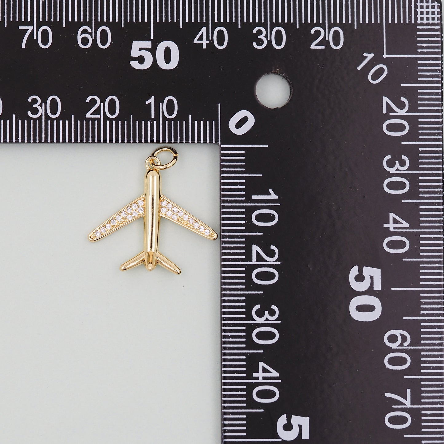 Gold Airplane Charms,18K Gold Filled Airplane Pendant,CZ Airplane Charm Bracelet Necklace for DIY Jewelry Making Supply