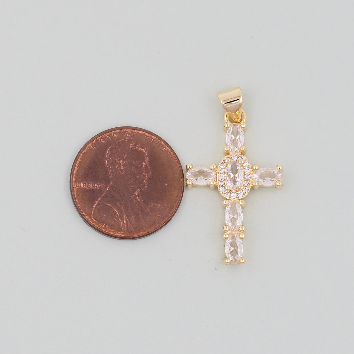 Gold Cross Charms,18K Gold Filled CZ Cross Pendant,Silver Religious Charm Bracelet Necklace for DIY Jewelry Making Supply
