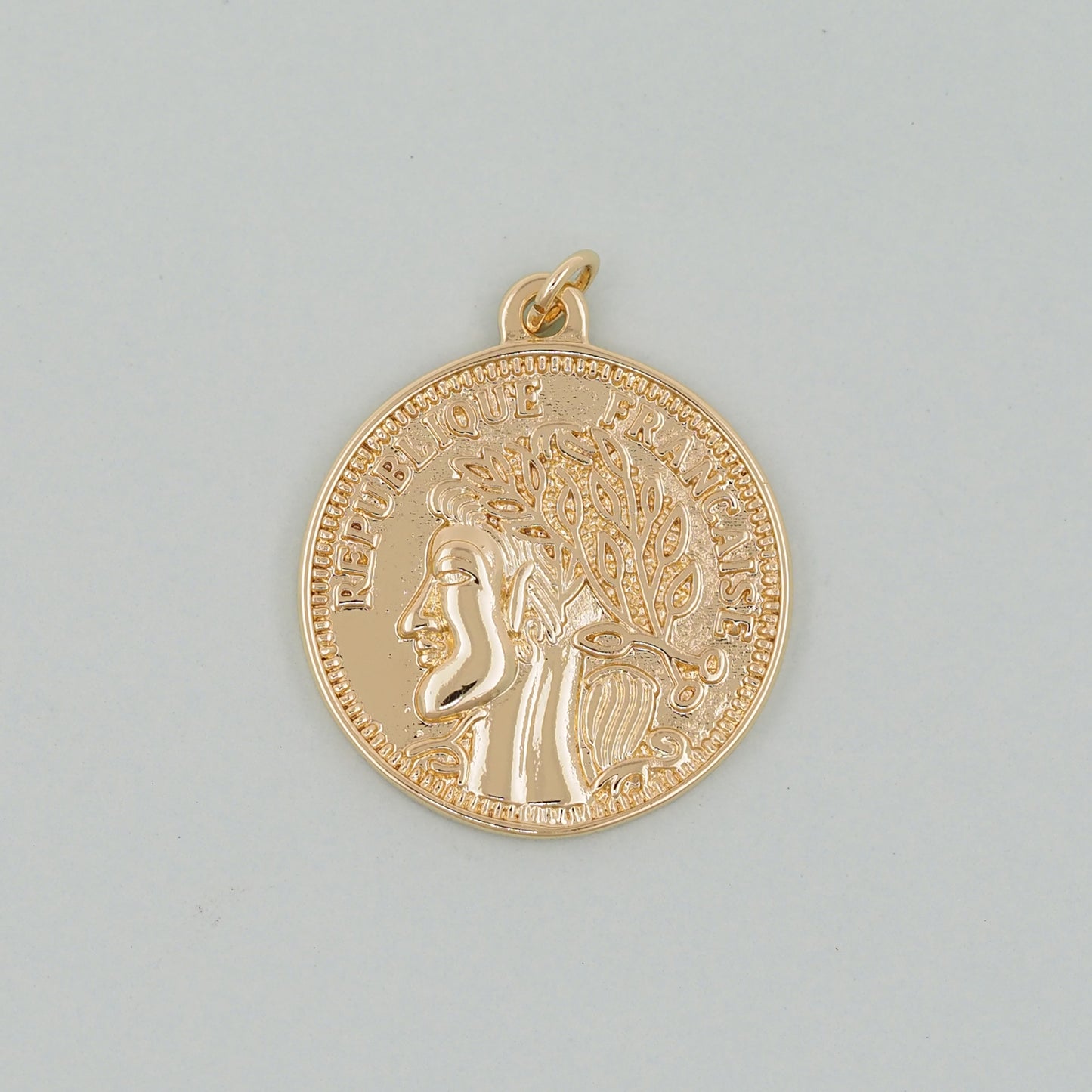 Gold Geometry Charms,18K Gold Filled Round Coin Pendant,geometry Charm Bracelet Necklace for DIY Jewelry Making Supply