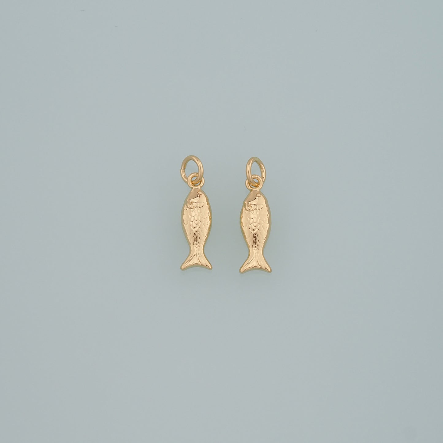 Gold Fish Charms,18K Gold Filled Fish Pendant,Ocean Charm Bracelet Necklace for DIY Jewelry Making Supply
