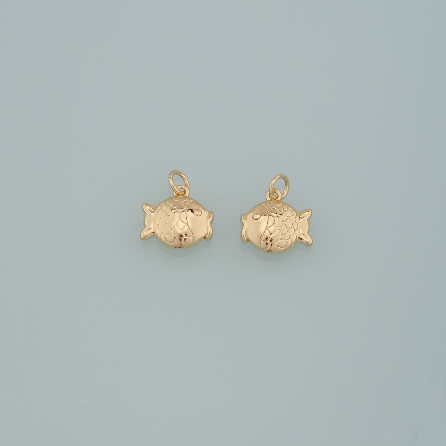 Gold Fish Charms,18K Gold Filled Fish Pendant,Ocean Charm Bracelet Necklace for DIY Jewelry Making Supply