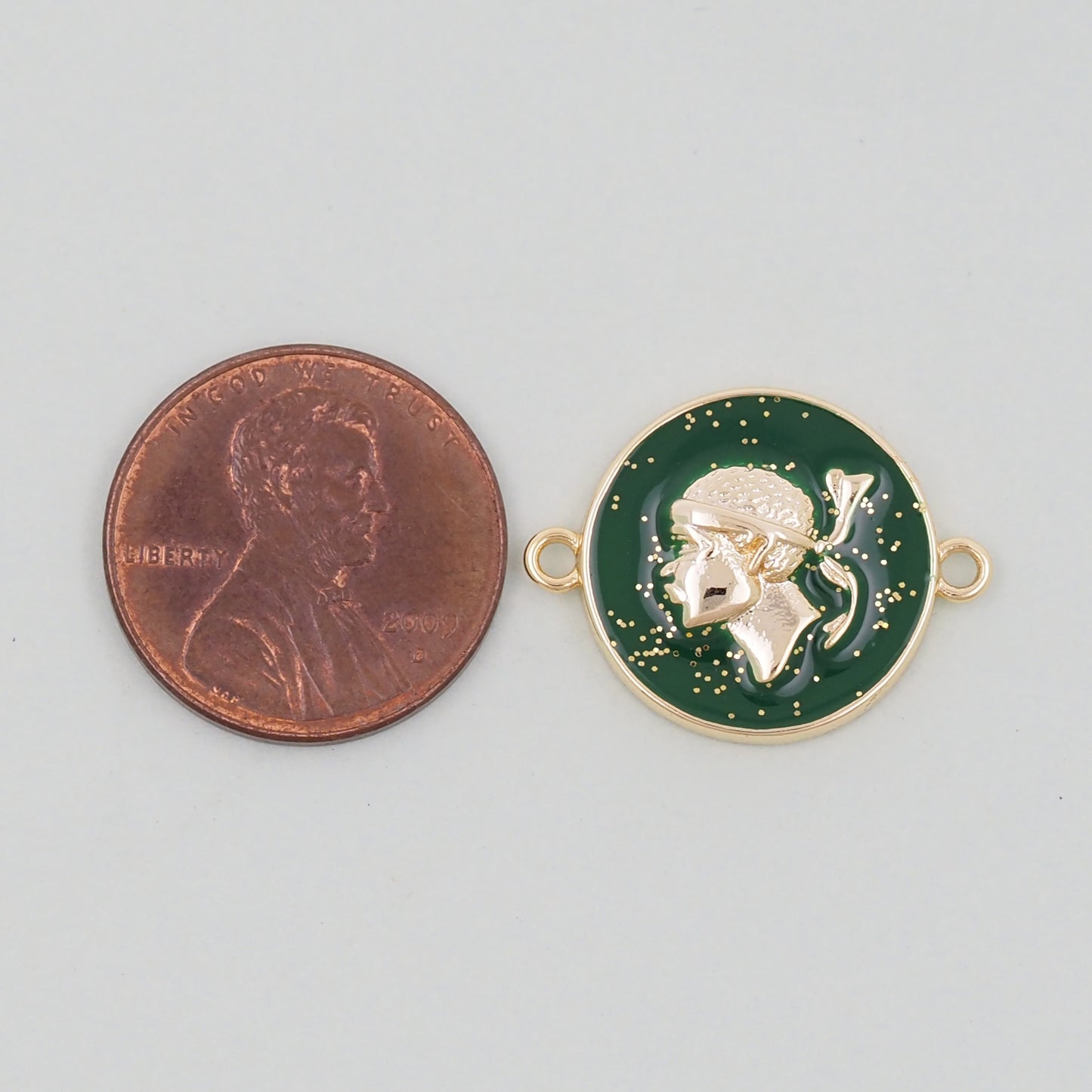Gold Geometry Enamel connector Charms,18K Gold Filled Round Coin Pendant,geometry Charm Bracelet Necklace for DIY Jewelry Making Supply