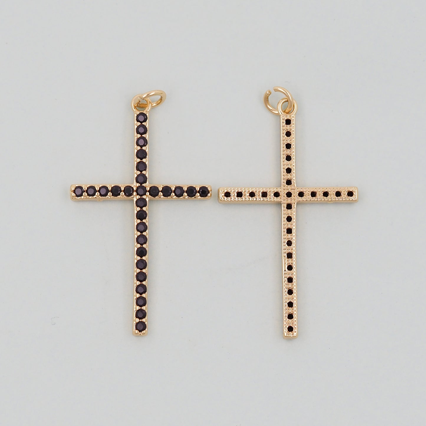 Gold Cross Charms,18K Gold Filled CZ Cross Pendant,Religious Charm Bracelet Necklace for DIY Jewelry Making Supply