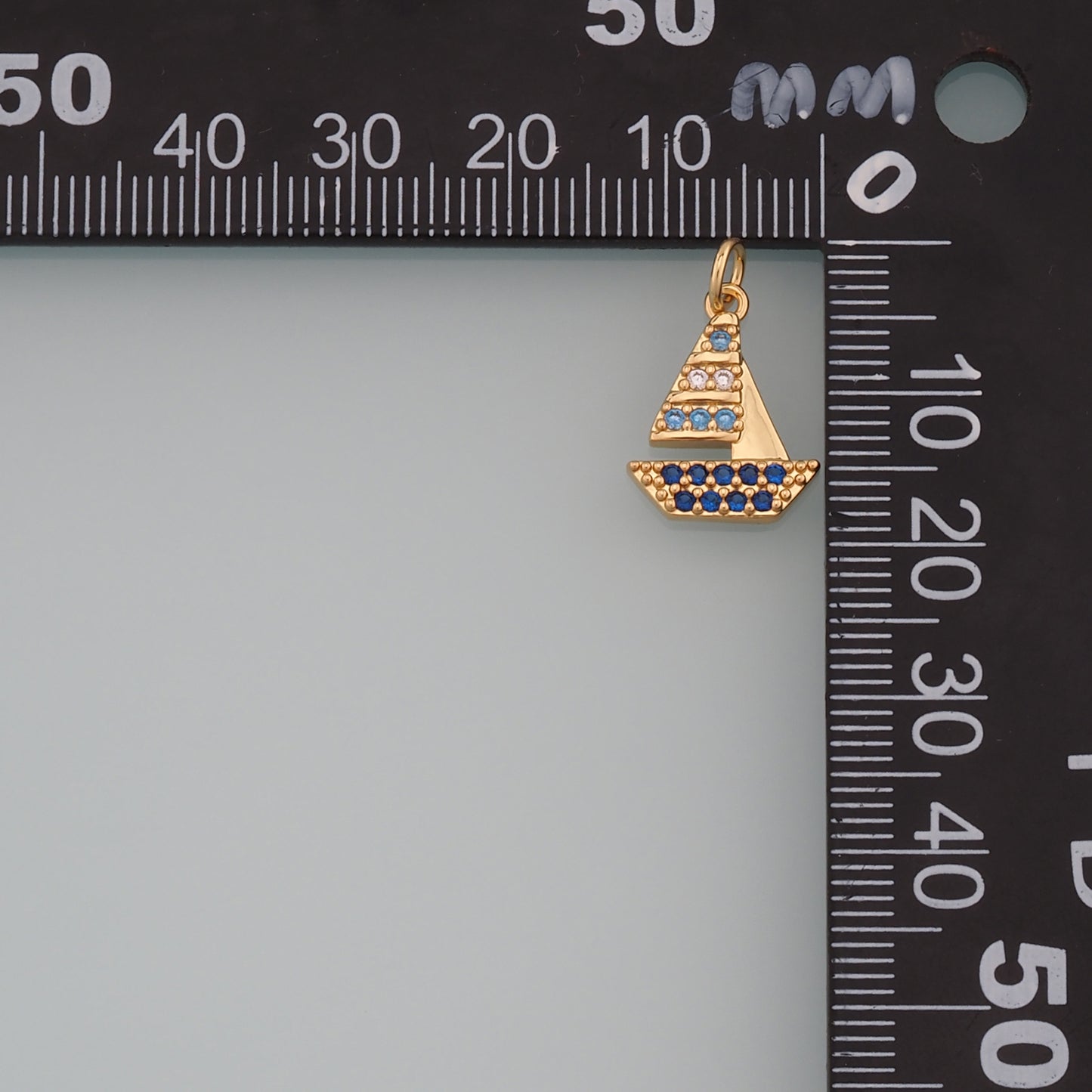 Gold Boat Charms,18K Gold Filled Sailboat Pendant,CZ Micro Pave Navigation Charm Bracelet Necklace for DIY Jewelry Making Supply