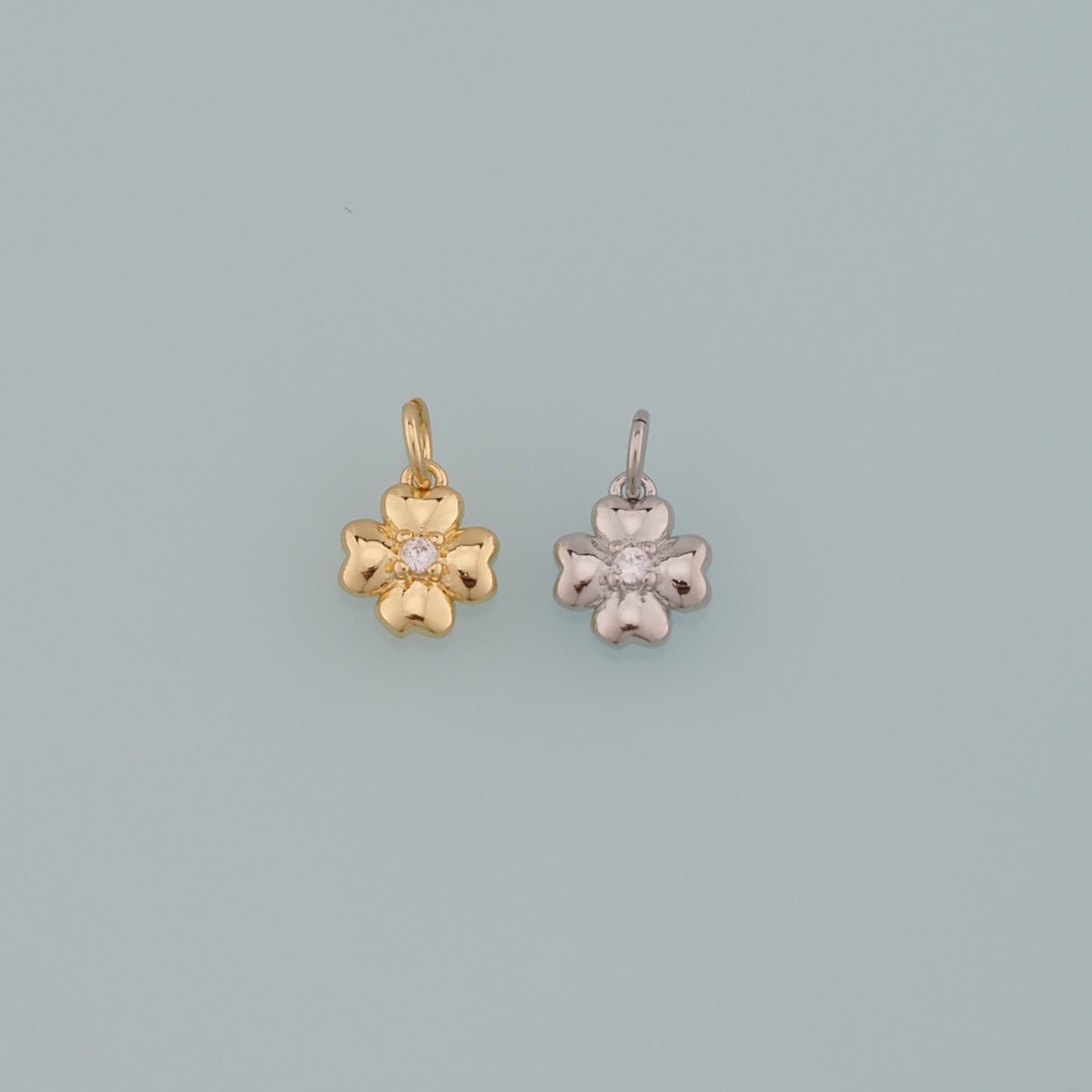 Gold Flower Charms,18K Gold Filled Flower Pendant,CZ Micro Pave Flower Charm Bracelet Necklace for DIY Jewelry Making Supply