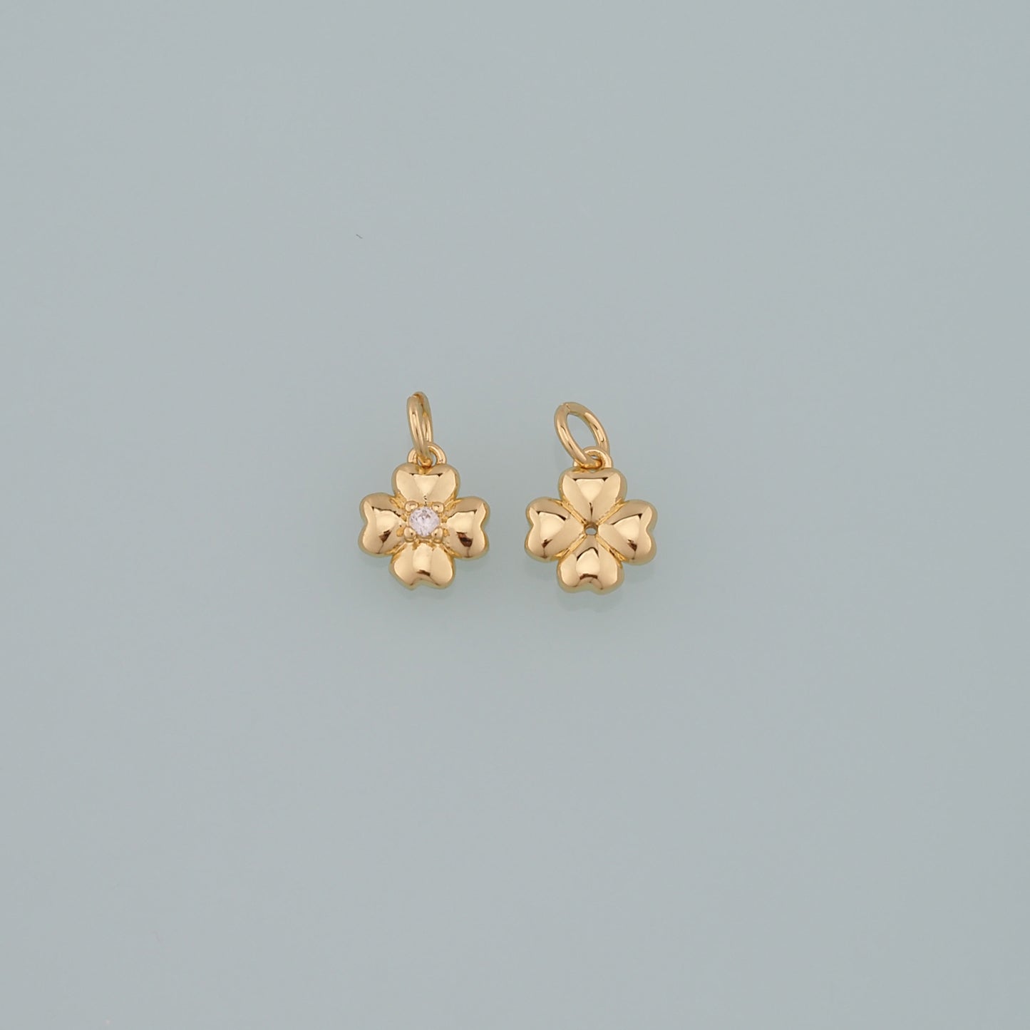 Gold Flower Charms,18K Gold Filled Flower Pendant,CZ Micro Pave Flower Charm Bracelet Necklace for DIY Jewelry Making Supply