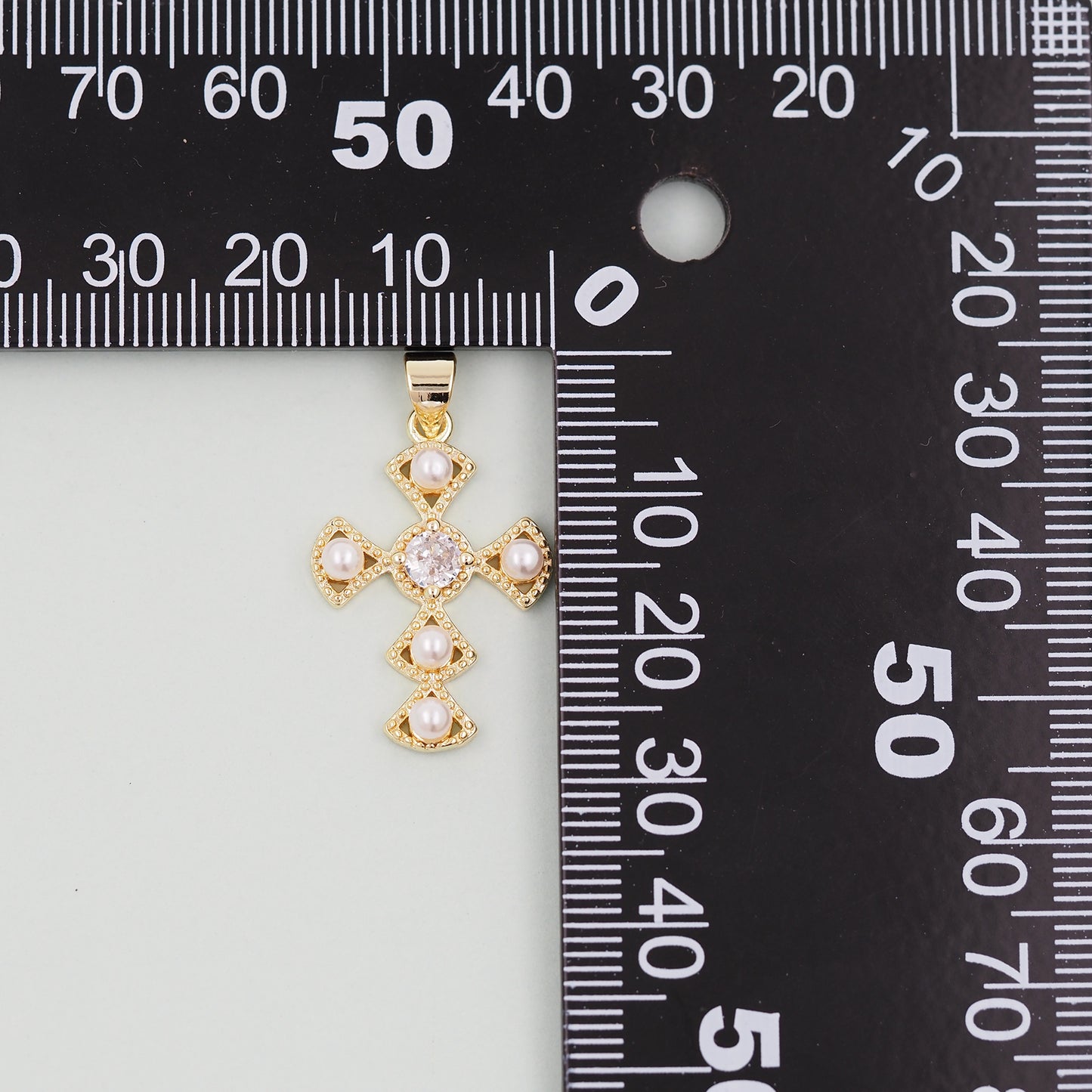 Gold Cross Charms,18K Gold Filled CZ Cross Pendant,Religious Charm Bracelet Necklace for DIY Jewelry Making Supply