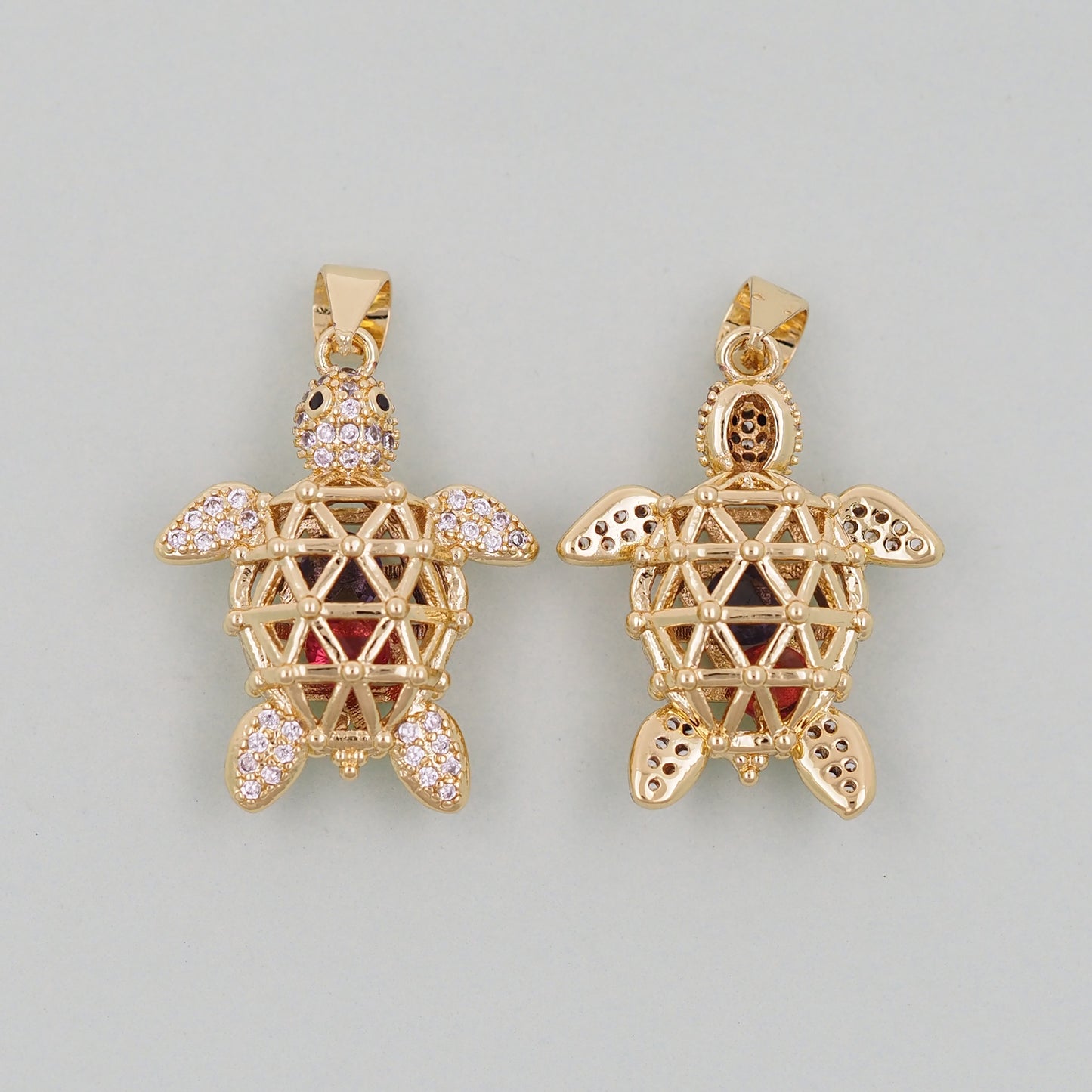 Gold Turtle Charms,18K Gold Filled Turtle Pendant,Turtle Charm Bracelet Necklace for DIY Jewelry Making Supply