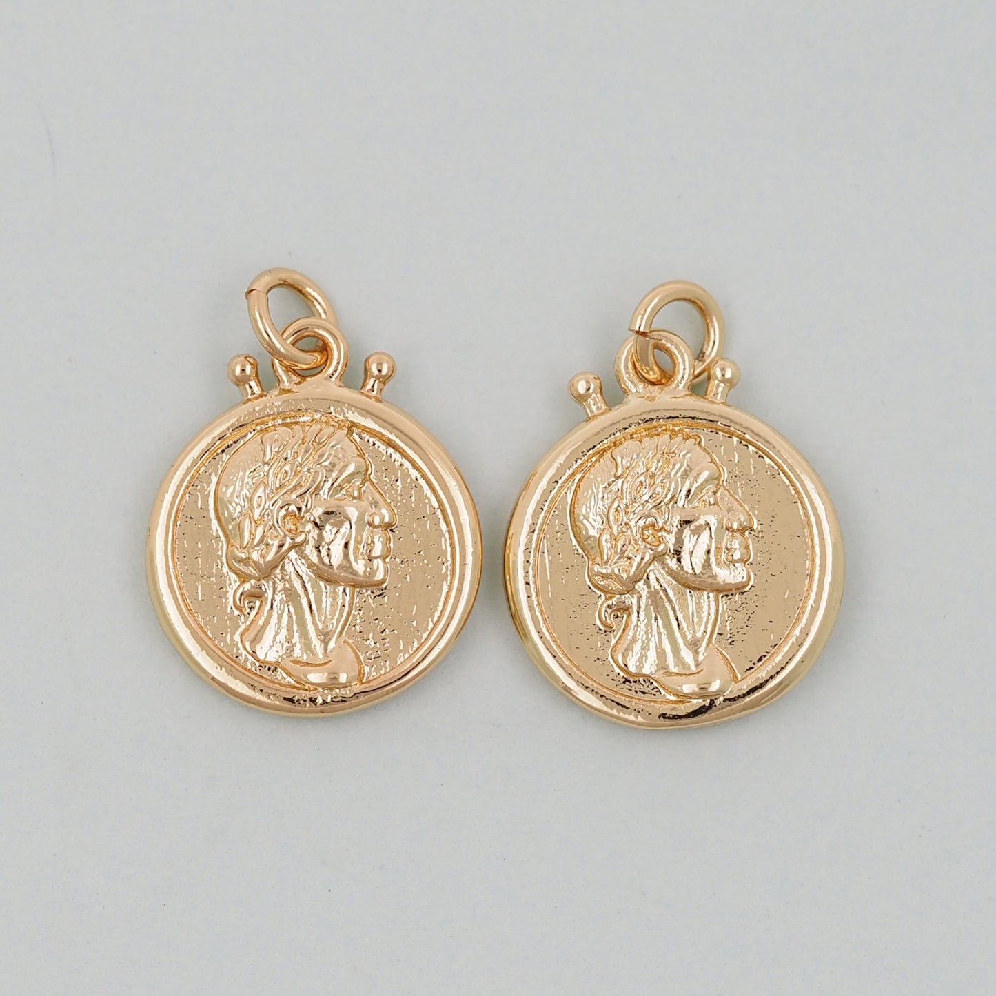 Gold Geometry Charms,18K Gold Filled Round Coin Pendant,geometry Charm Bracelet Necklace for DIY Jewelry Making Supply
