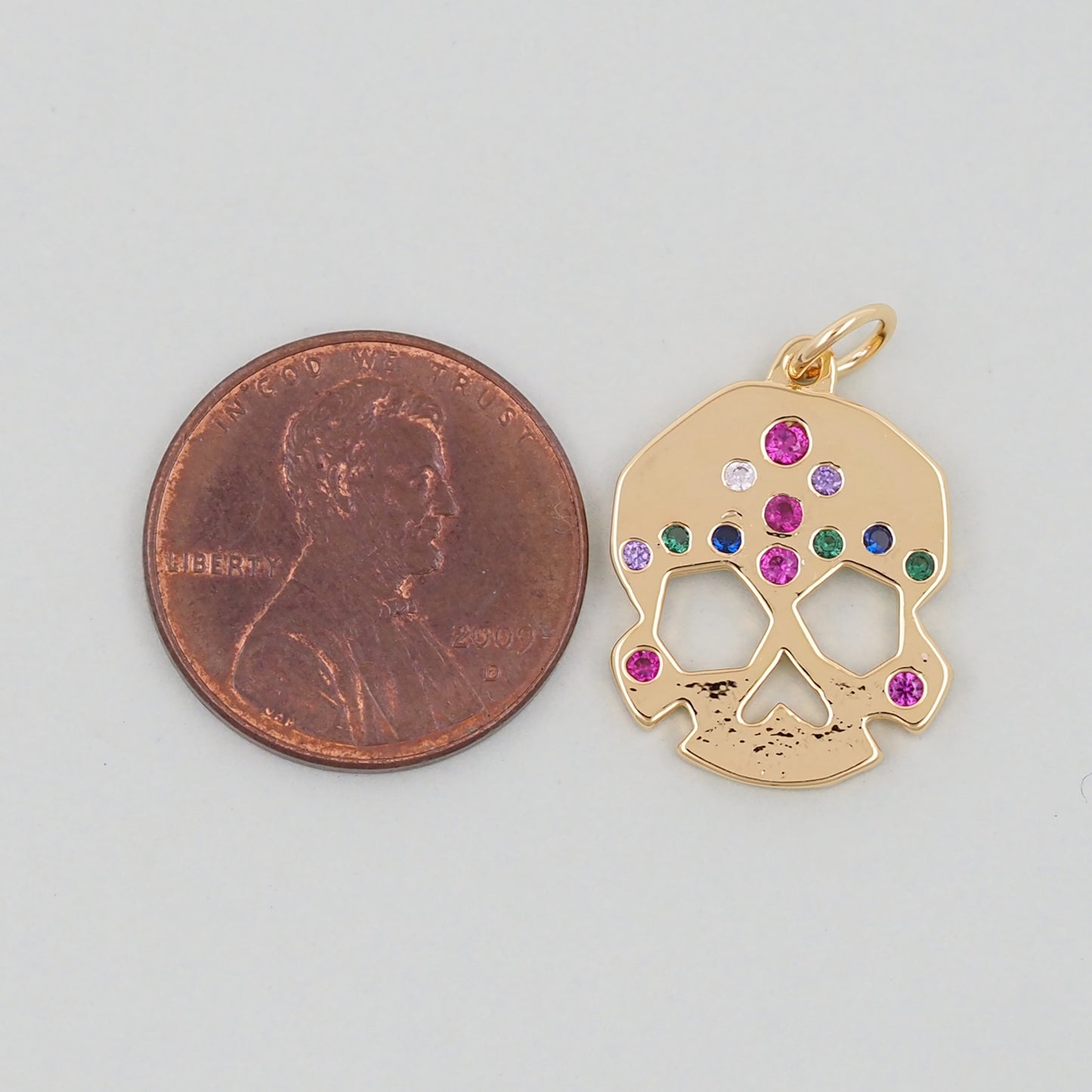 Gold Skull Charms,18K Gold Filled Skull Pendant,Skull Charm Bracelet Necklace for DIY Jewelry Making Supply