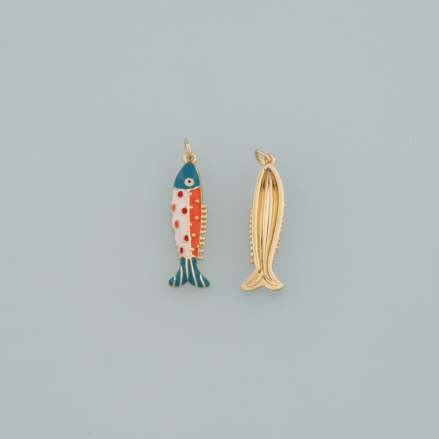 Gold Fish Charms,18K Gold Filled Fish Pendant,Enamel Ocean Charm Bracelet Necklace for DIY Jewelry Making Supply