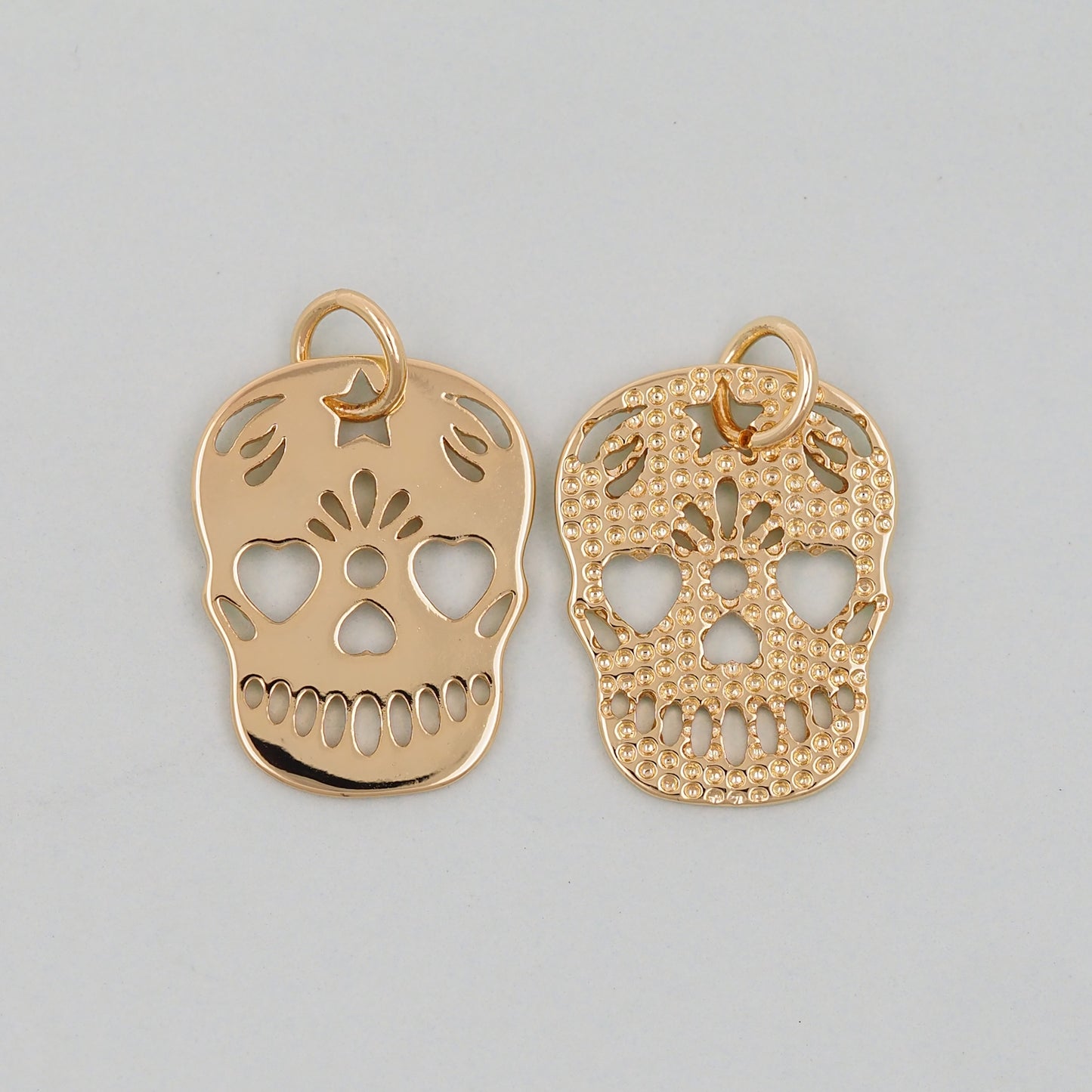 Gold Skull Charms,18K Gold Filled Skull Pendant,Skull Charm Bracelet Necklace for DIY Jewelry Making Supply