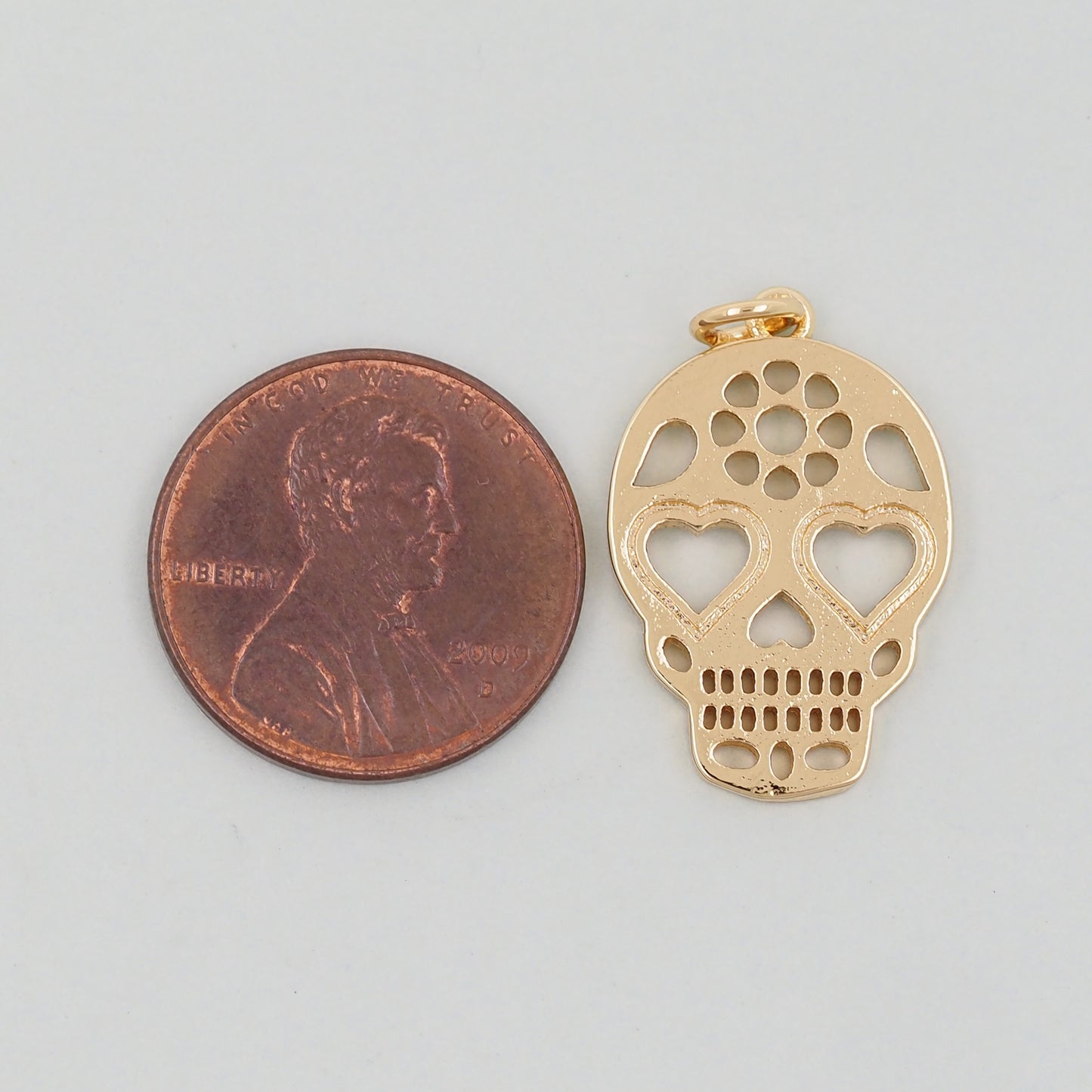 Gold Skull Charms,18K Gold Filled Skull Pendant,Skull Charm Bracelet Necklace for DIY Jewelry Making Supply