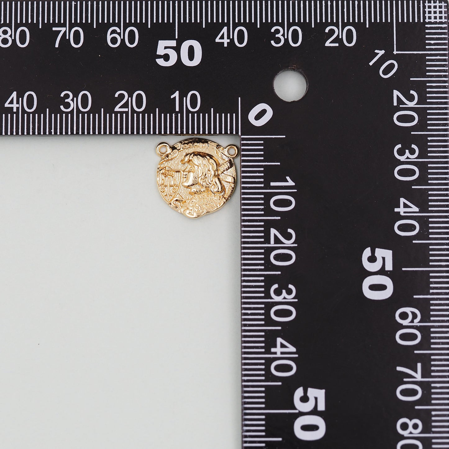 Gold Geometry Charms,18K Gold Filled Round Greece Coin Pendant,geometry Charm Bracelet Necklace for DIY Jewelry Making Supply
