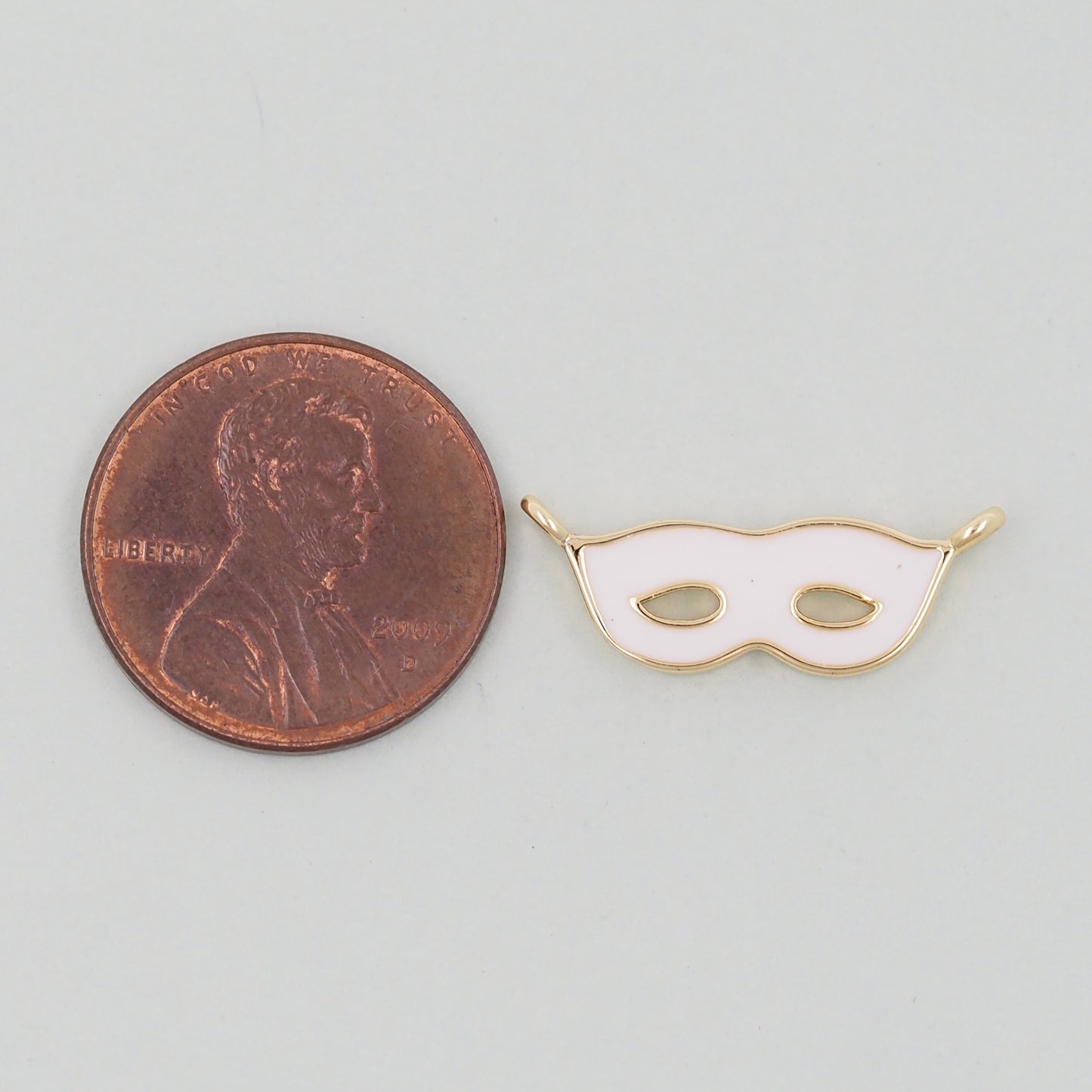 Gold enamel mask Charms,18K Gold Filled Mask Pendant,Mask Masquerade Charm Bracelet Necklace for DIY Jewelry Making Supply