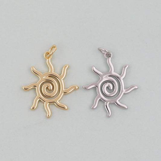 Gold Sun Charms,18K Gold Filled Sun Pendant,celestial  Charm Bracelet Necklace for DIY Jewelry Making Supply