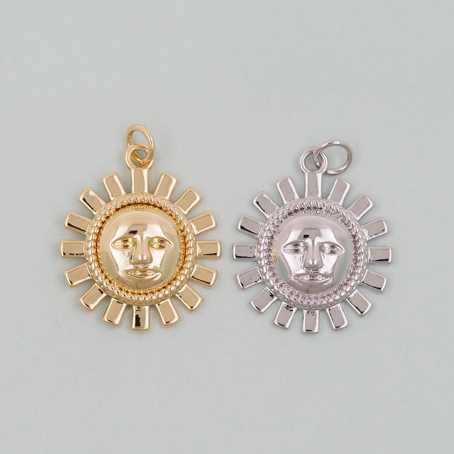 Gold Sun Charms,18K Gold Filled Sun Pendant,celestial Charm Bracelet Necklace for DIY Jewelry Making Supply