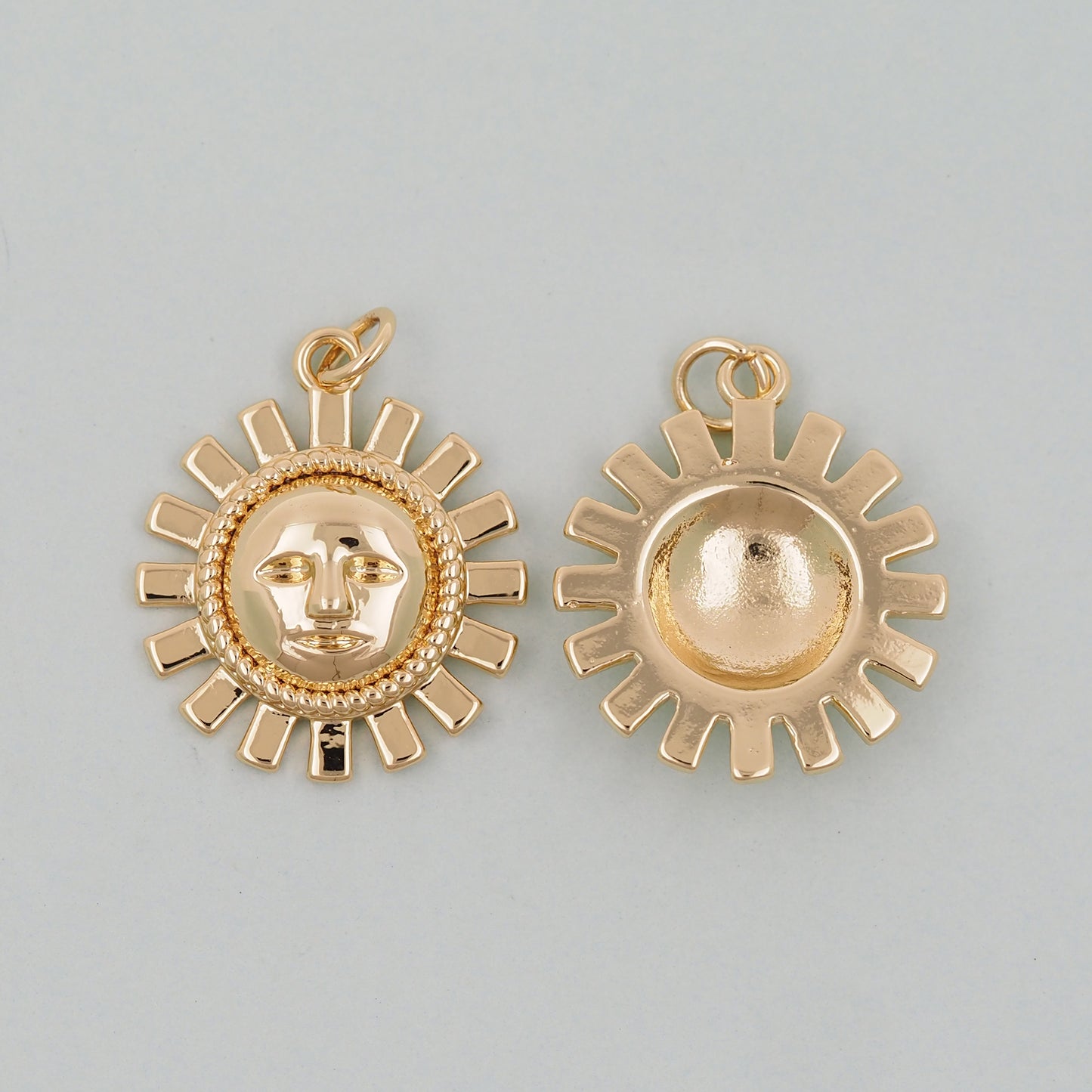 Gold Sun Charms,18K Gold Filled Sun Pendant,celestial Charm Bracelet Necklace for DIY Jewelry Making Supply