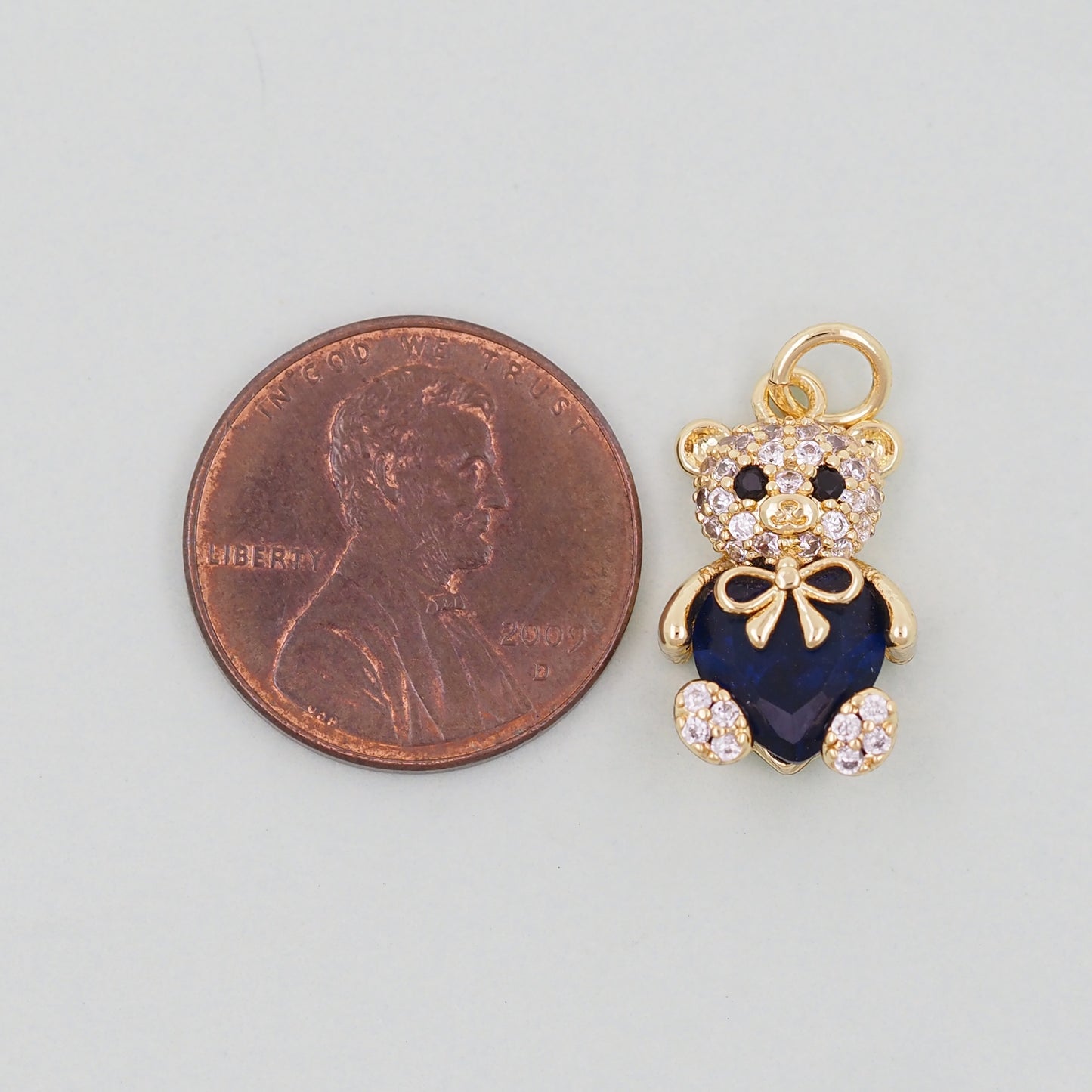 Gold Bear Charms,18K Gold Filled Bear Pendant,cute Heart Bear Charm Bracelet Necklace for DIY Jewelry Making Supply