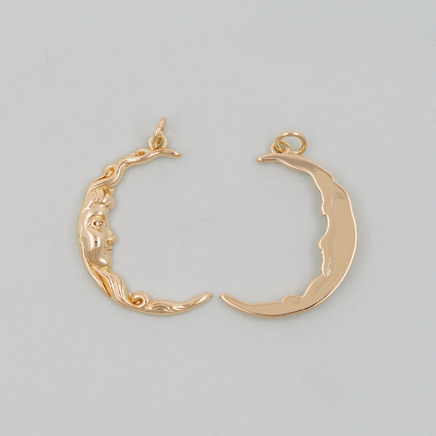 Gold Moon Charms,18K Gold Filled Moon Pendant,CZ Micro Pave Celestial Charm Bracelet Necklace for DIY Jewelry Making Supply