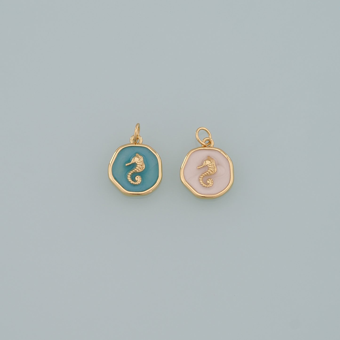 Gold Sea Animals Charm,18K Gold Filled Seahorse Pendant,Enamel Seahorse Charm Bracelet Necklace for DIY Jewelry Making Supply
