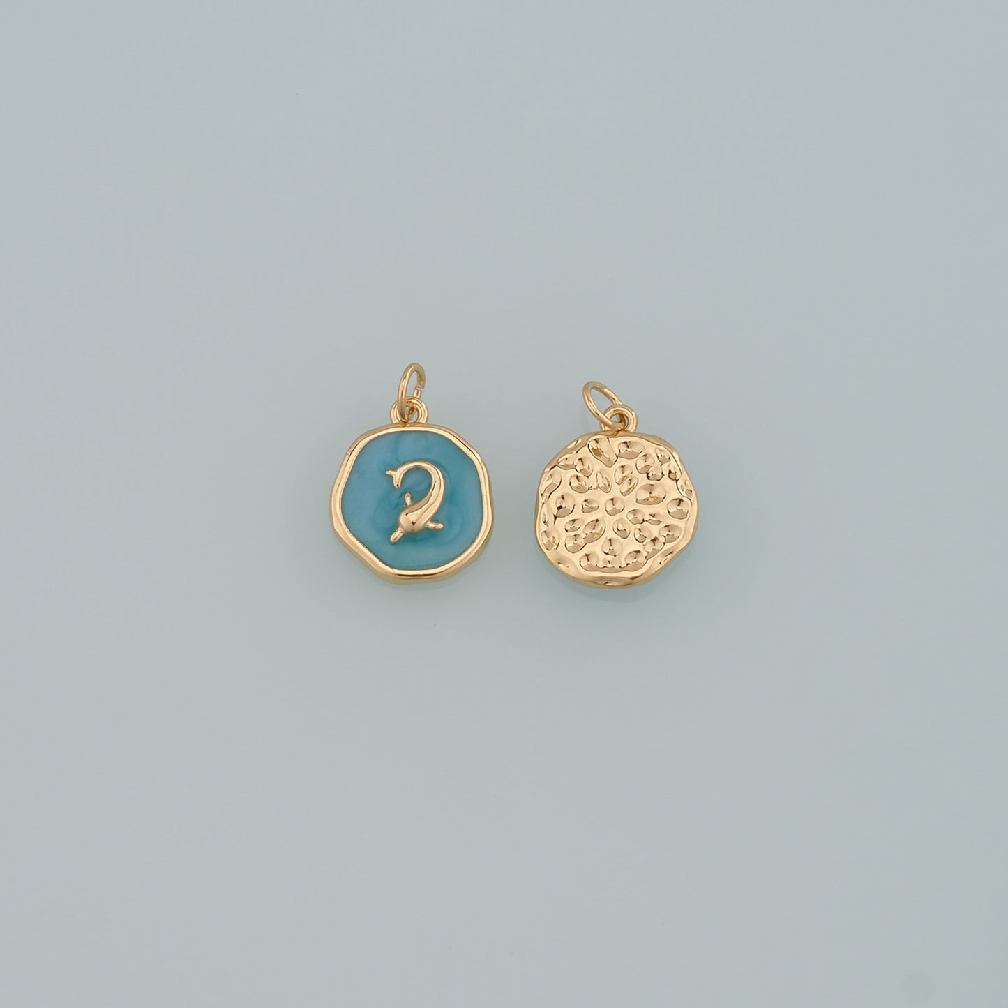 Cute Dolphin Charms,18K Gold Filled Enamel Dolphin Pendant,Dolphin Charm Bracelet Necklace for DIY Jewelry Making Supply