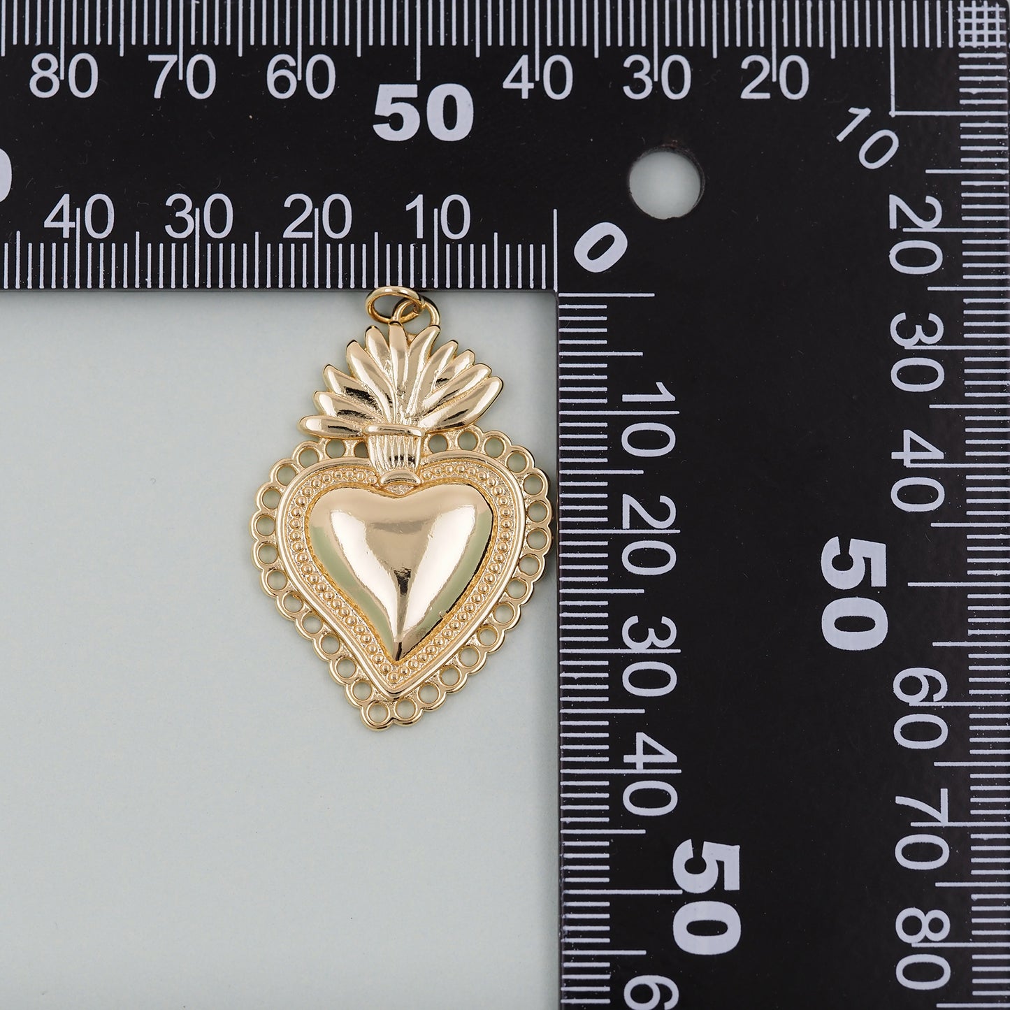 Gold Sacred Heart Charms,18K Gold Filled Sacred Heart Pendant,Religious Charm Bracelet Necklace for DIY Jewelry Making Supply