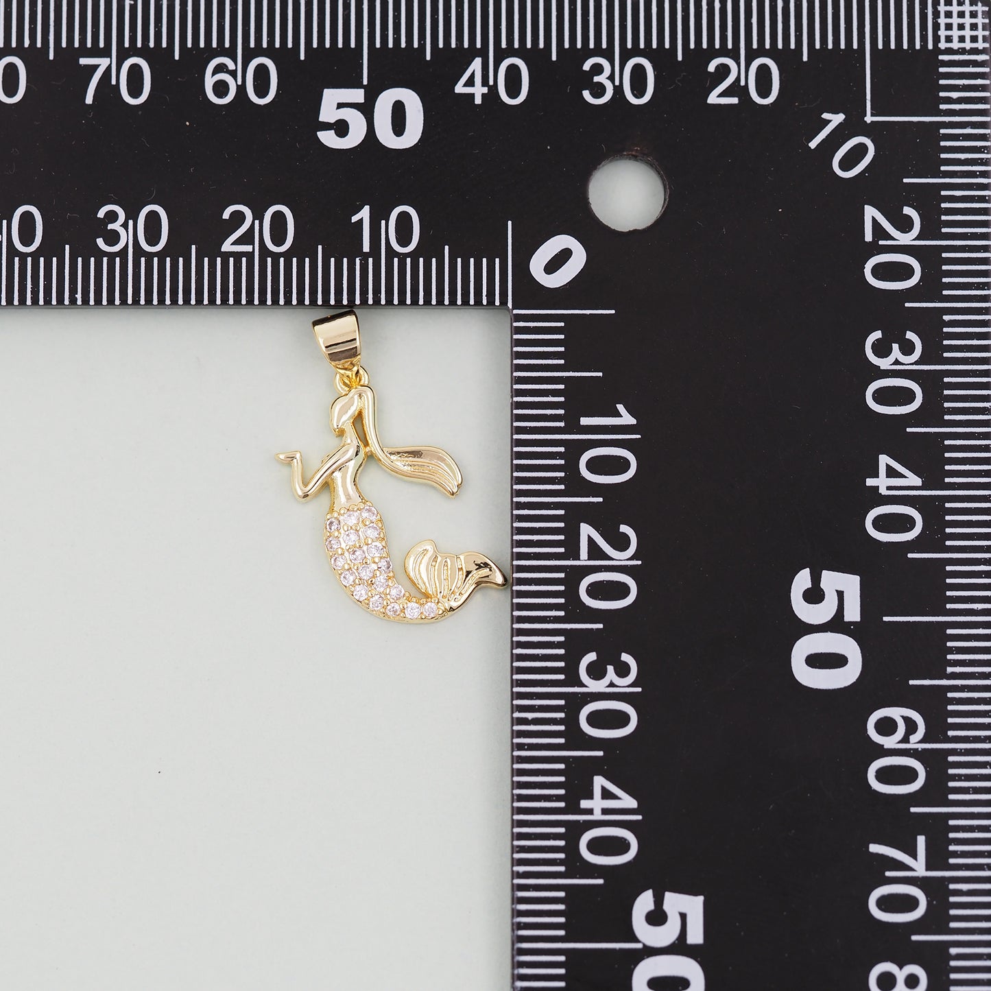 Gold Mermaid Charms,18K Gold Filled Tail Pendant,CZ Micro Pave Mermaid Tail Charm Bracelet Necklace for DIY Jewelry Making Supply