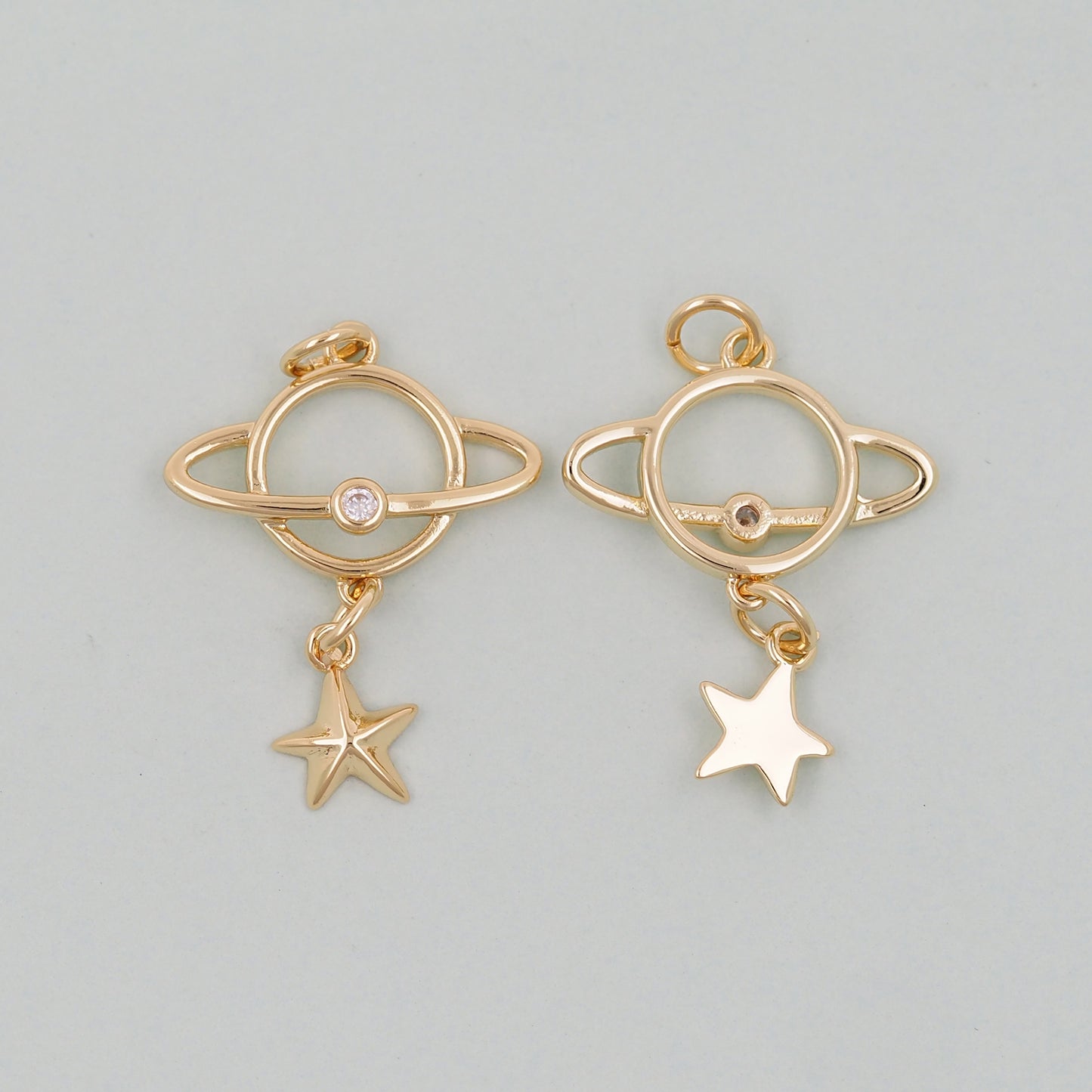 Gold Saturn Charms,18K Gold Filled Saturn Pendant,Silver Celestial Charm Bracelet Necklace for DIY Jewelry Making Supply