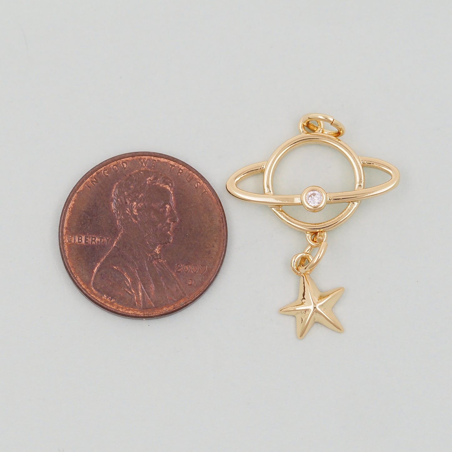 Gold Saturn Charms,18K Gold Filled Saturn Pendant,Silver Celestial Charm Bracelet Necklace for DIY Jewelry Making Supply
