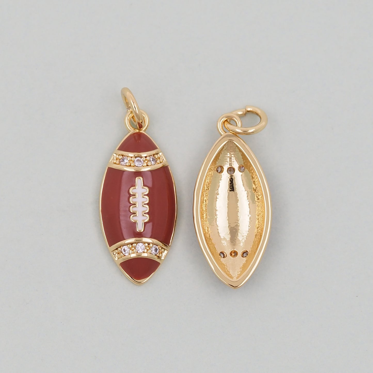 Gold Football Charms,18K Gold Filled Football Pendant,Football Charm Bracelet Necklace for DIY Jewelry Making Supply