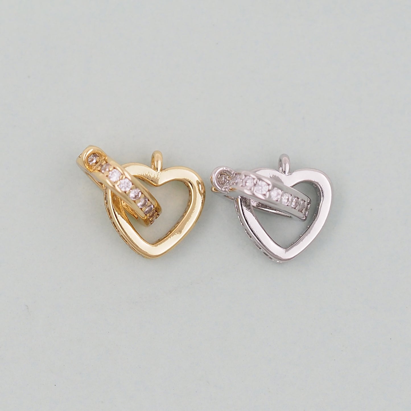 Gold Heart Charms,18K Gold Filled Heart Pendant,Heart Charm Bracelet Necklace for DIY Jewelry Making Supply
