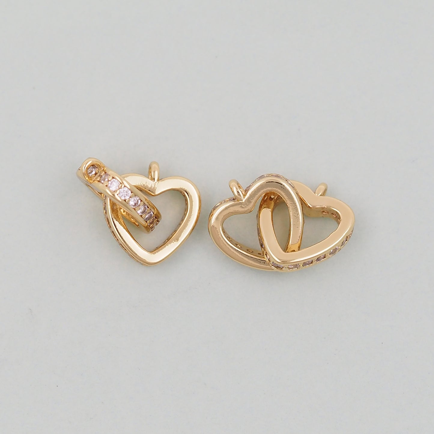 Gold Heart Charms,18K Gold Filled Heart Pendant,Heart Charm Bracelet Necklace for DIY Jewelry Making Supply