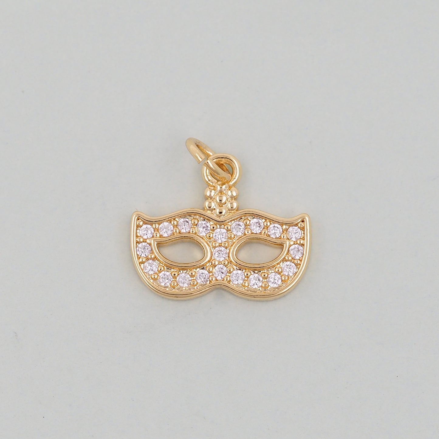 Gold mask Charms,18K Gold Filled Mask Pendant,Mask Masquerade Charm Bracelet Necklace for DIY Jewelry Making Supply