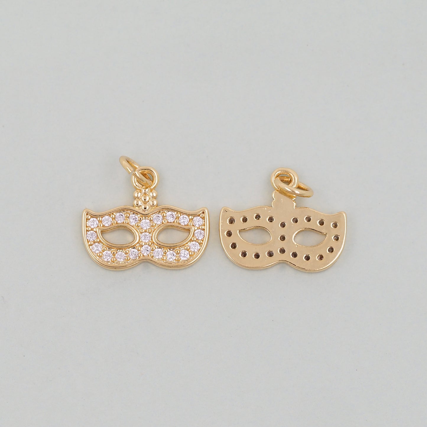 Gold mask Charms,18K Gold Filled Mask Pendant,Mask Masquerade Charm Bracelet Necklace for DIY Jewelry Making Supply