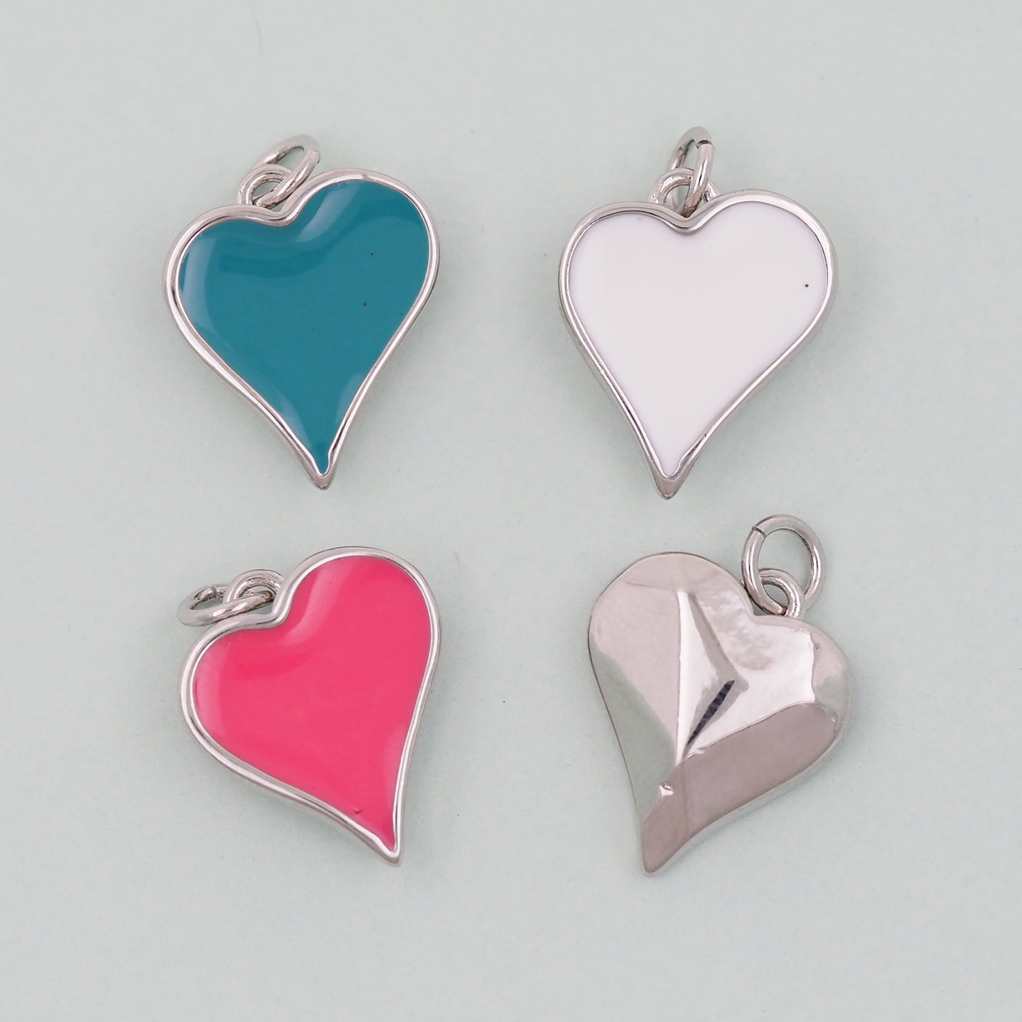 Gold Heart Charms,18K Gold Filled Heart Pendant,Enamel Heart Charm Bracelet Necklace for DIY Jewelry Making Supply