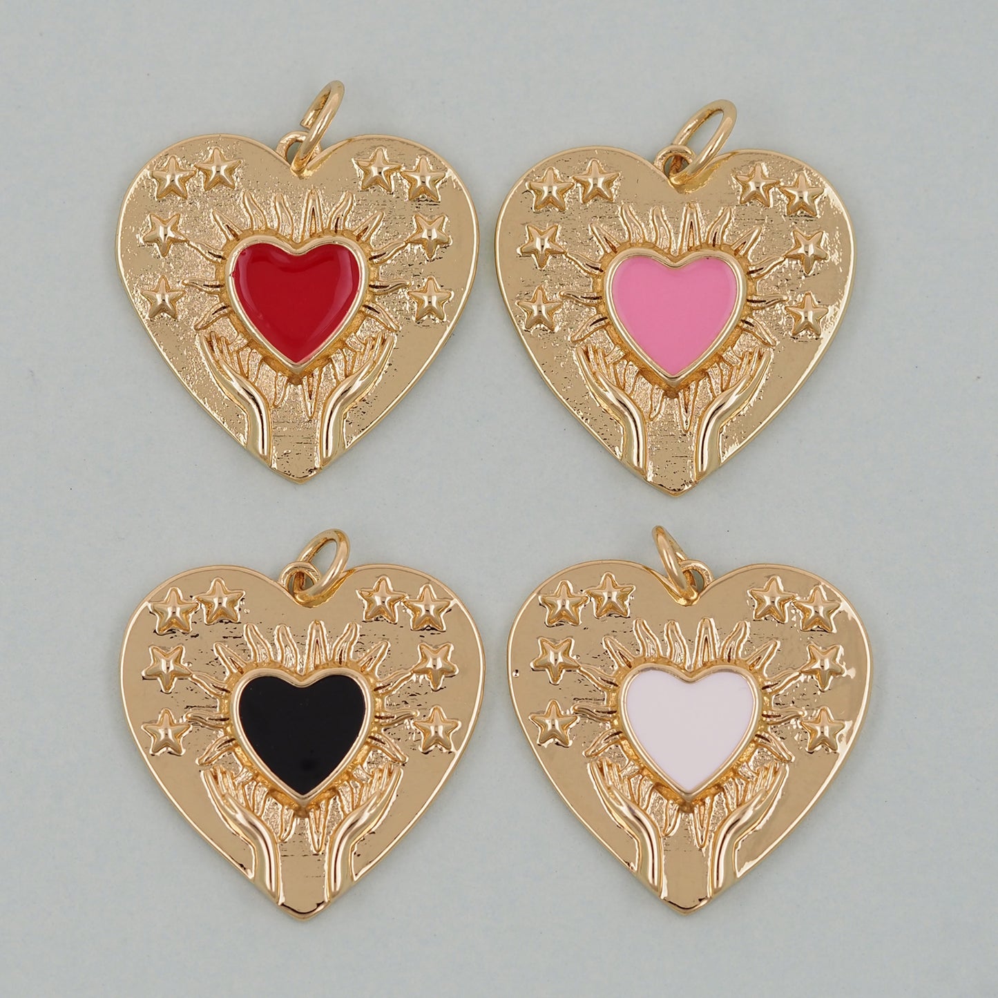 Gold Heart Charms,18K Gold Filled Heart Pendant,Enamel Heart Charm Bracelet Necklace for DIY Jewelry Making Supply