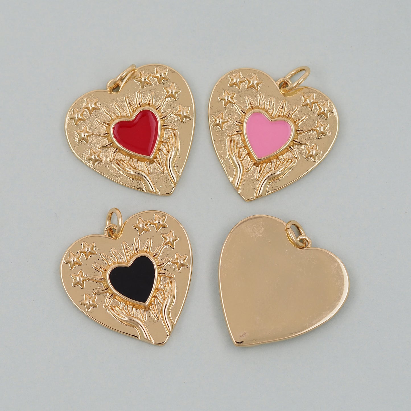 Gold Heart Charms,18K Gold Filled Heart Pendant,Enamel Heart Charm Bracelet Necklace for DIY Jewelry Making Supply
