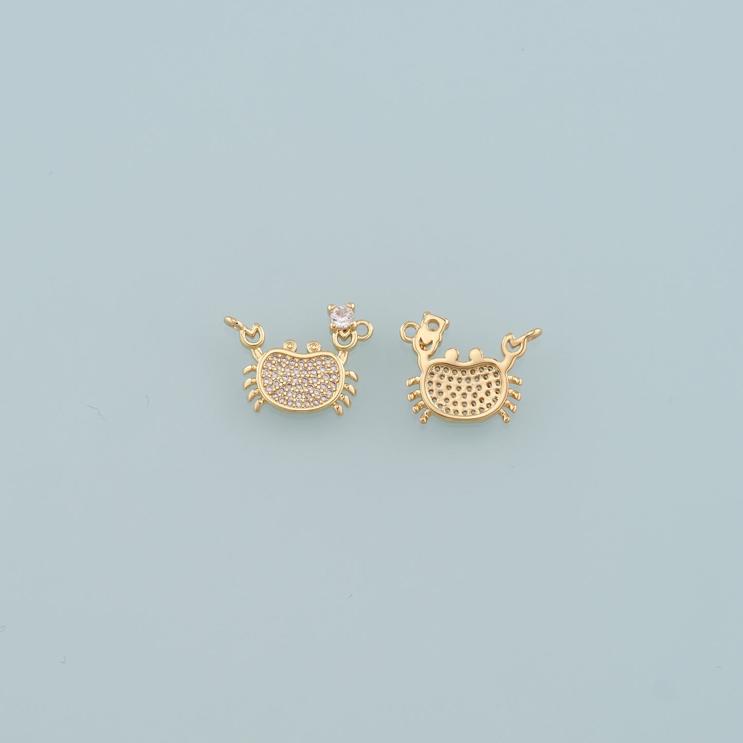 Gold Marine Life Charms,18K Gold Filled Crab Pendant,CZ Micro Pave Crab Charms Bracelet Necklace for DIY Jewelry Making Supply