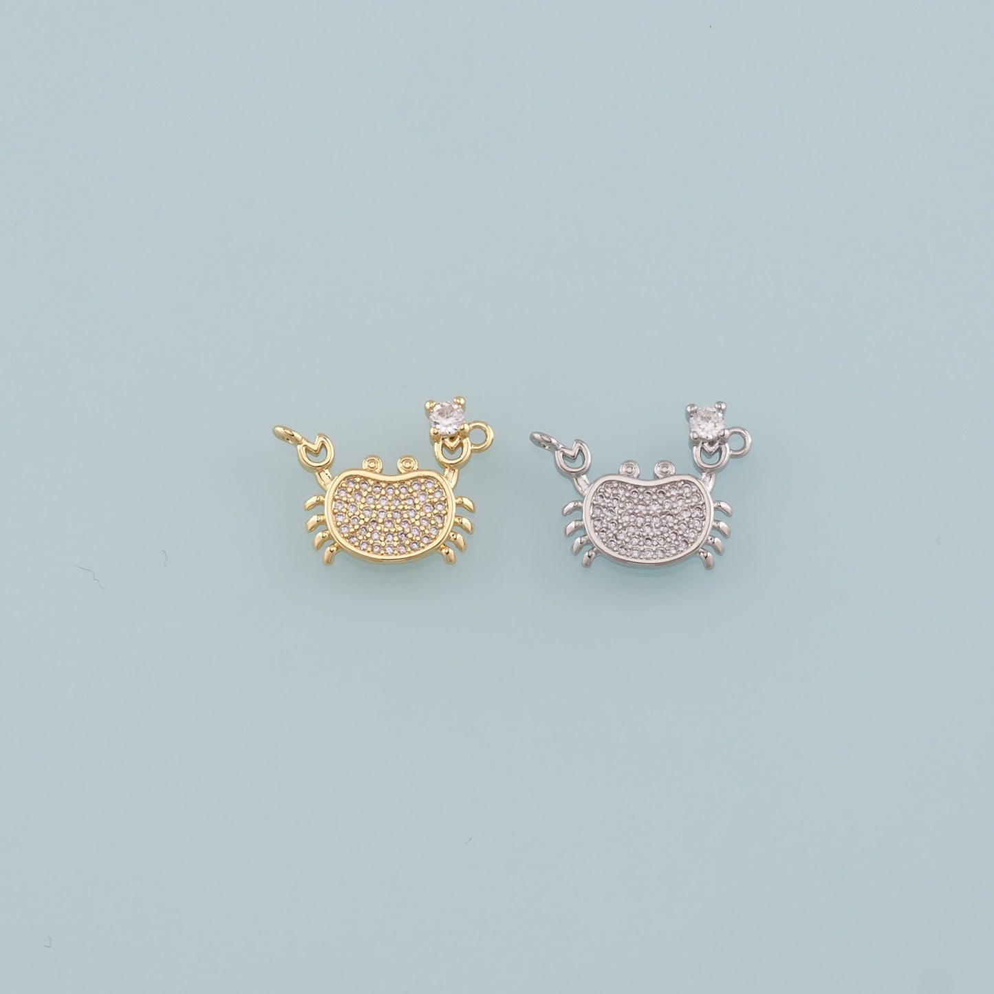 Gold Marine Life Charms,18K Gold Filled Crab Pendant,CZ Micro Pave Crab Charms Bracelet Necklace for DIY Jewelry Making Supply