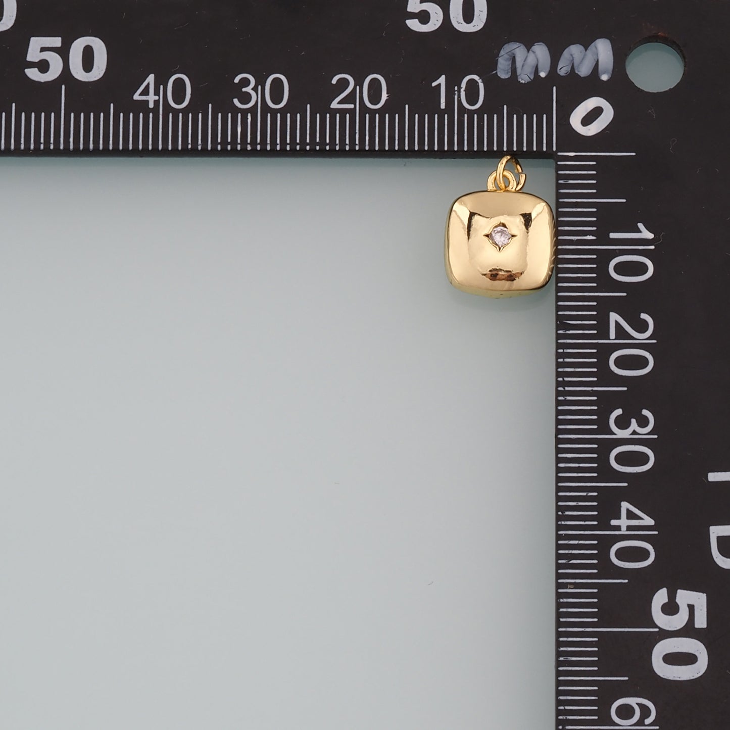 Gold Square Charms,18K Gold Filled Square Pendant,CZ Micro Pave Square Charm Bracelet Necklace for DIY Jewelry Making Supply