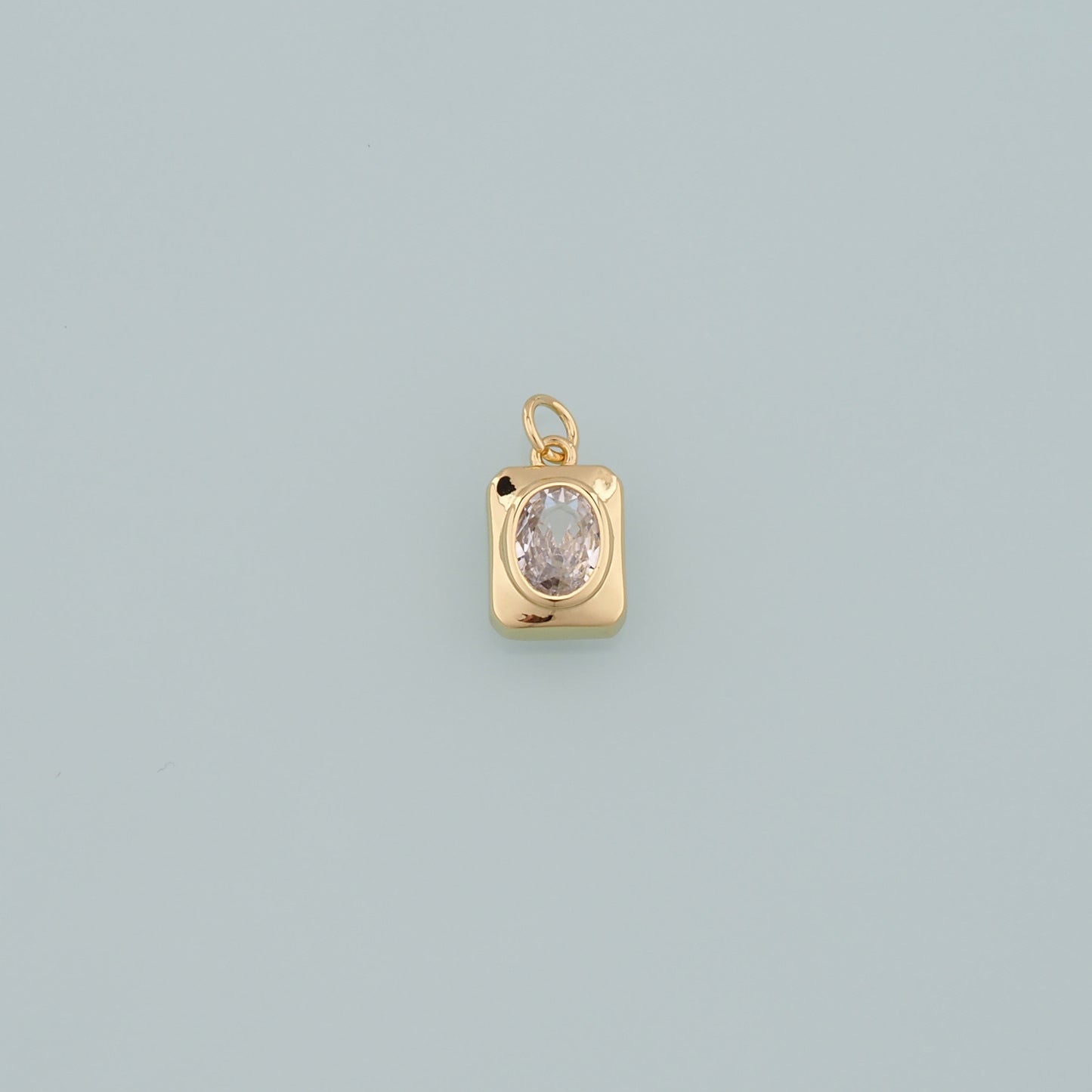 18K Gold Filled Rectangle Pendant,Dainty Rectangle Charm Bracelet Necklace for DIY Jewelry Making Supply