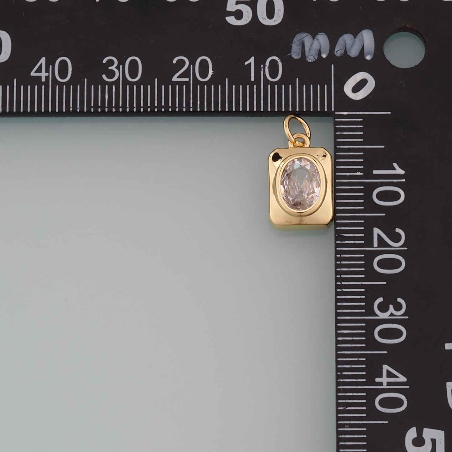 18K Gold Filled Rectangle Pendant,Dainty Rectangle Charm Bracelet Necklace for DIY Jewelry Making Supply
