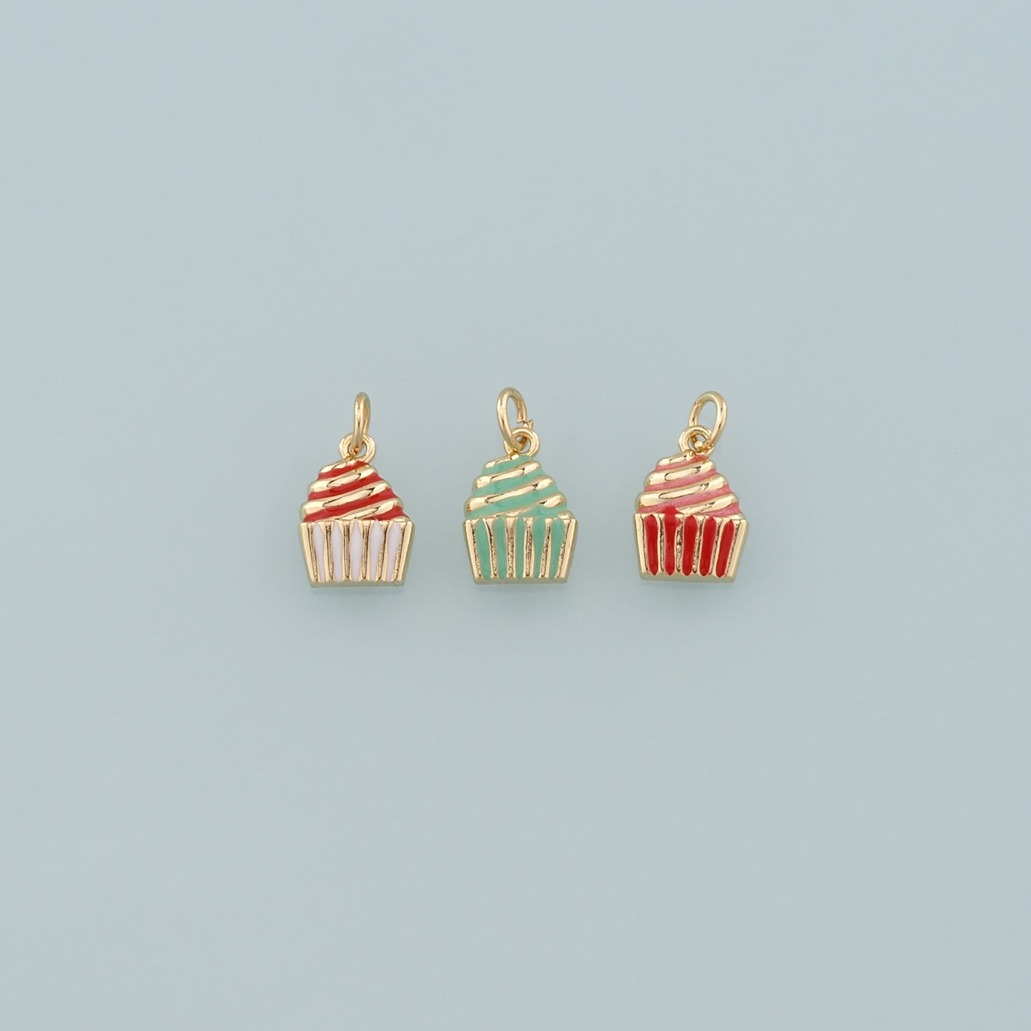 Gold Dessert Charms,18K Gold Filled Cake Pendant,Enamel Cake Charm Bracelet Necklace for DIY Jewelry Making Supply