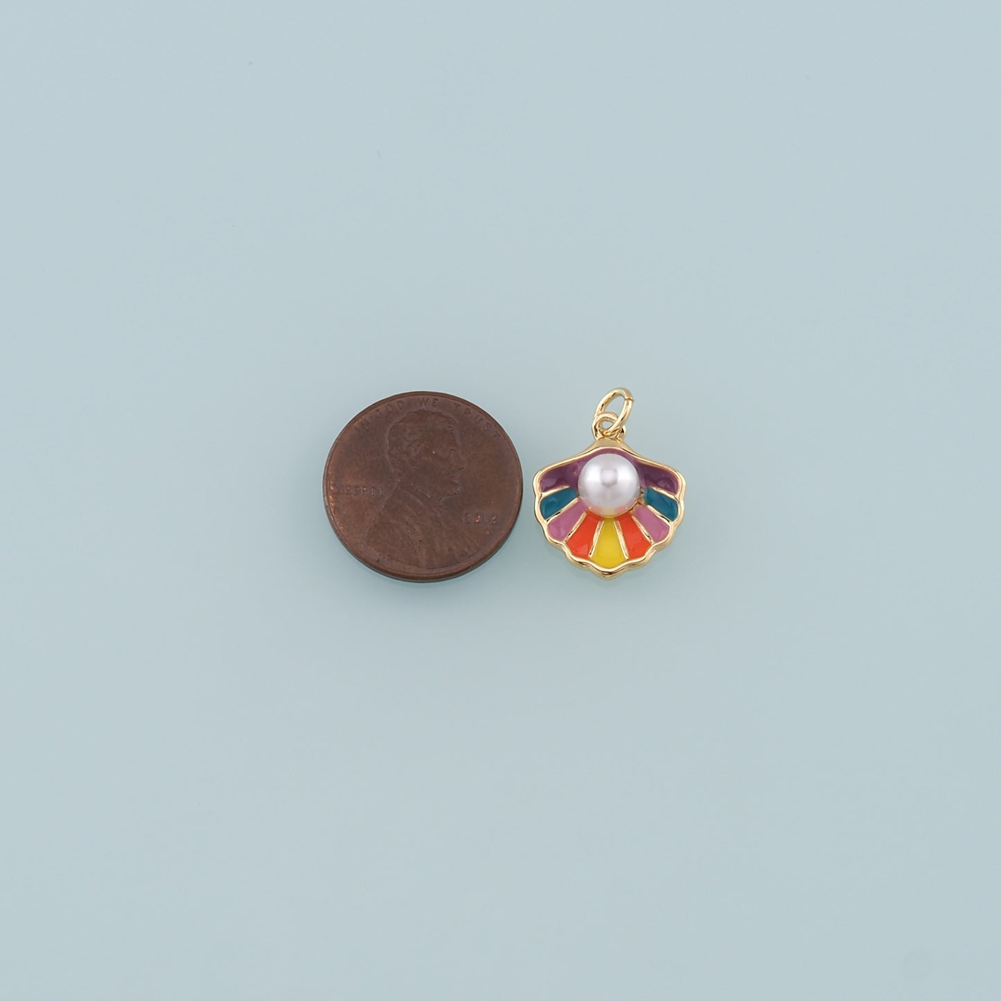 Gold Shell Charms,18K Gold Filled Pearl Scallop Pendant,Enamel Conch Shell Charm Bracelet Necklace for DIY Jewelry Making Supply