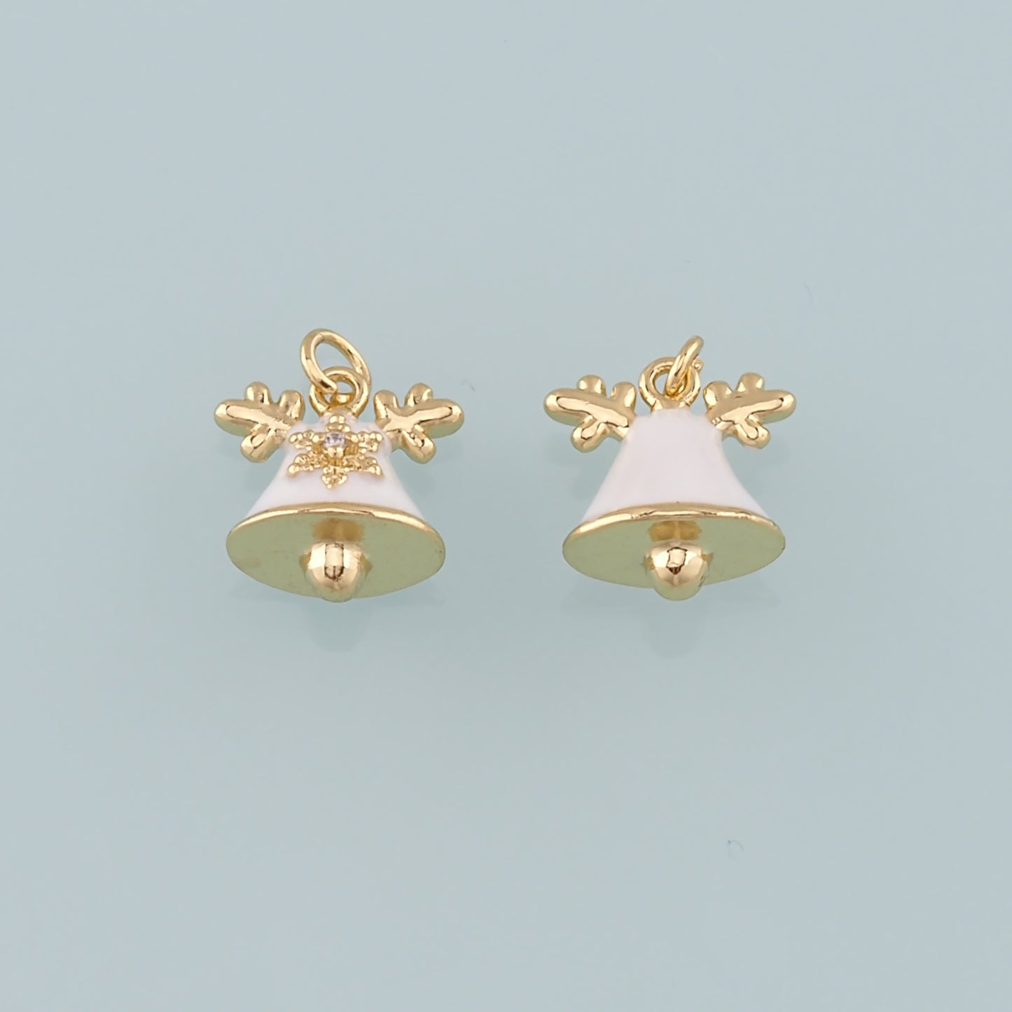 Gold Christmas Charms,18K Gold Filled Enamel Christmas Bells Pendant Charm Bracelet Necklace for DIY Jewelry Making Supply